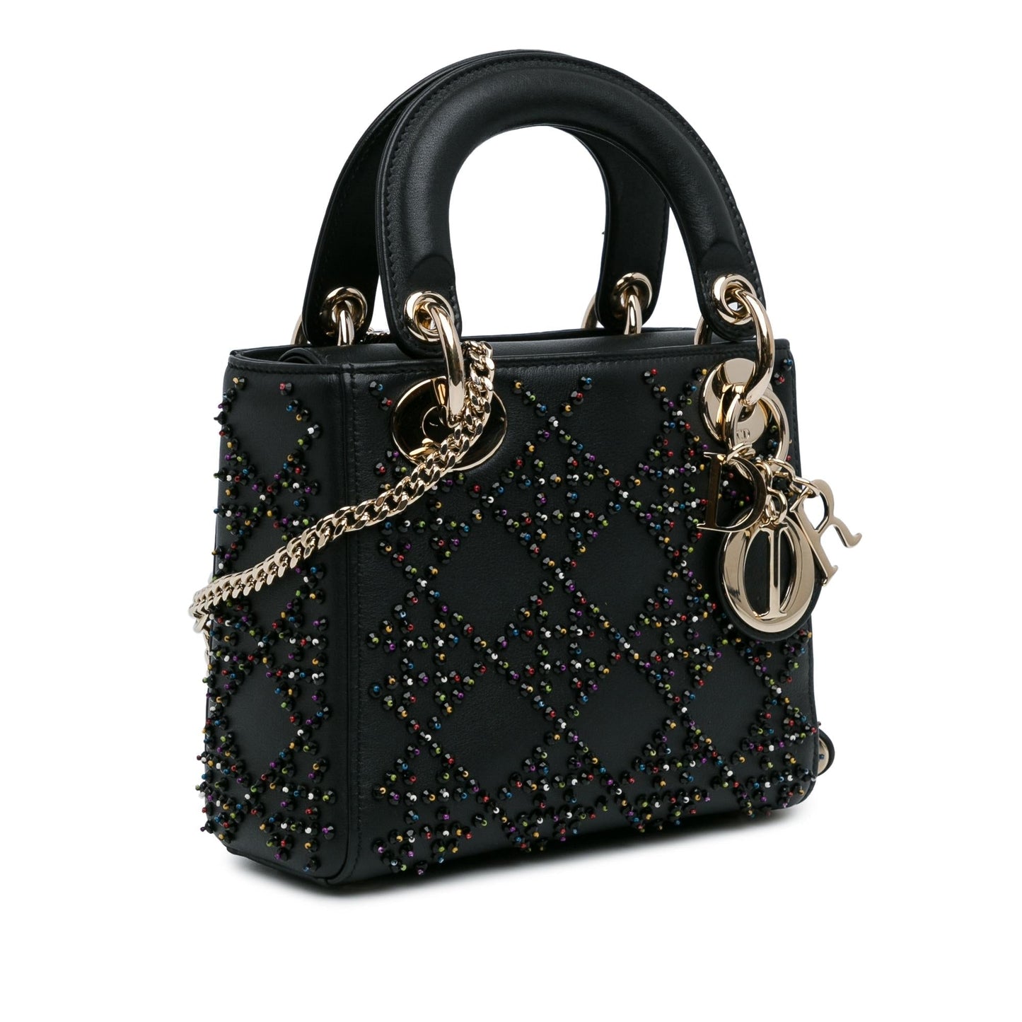 Dior Beaded Cannage Lady Shg T5Wyhy Satchel Bag Lambskin Mini