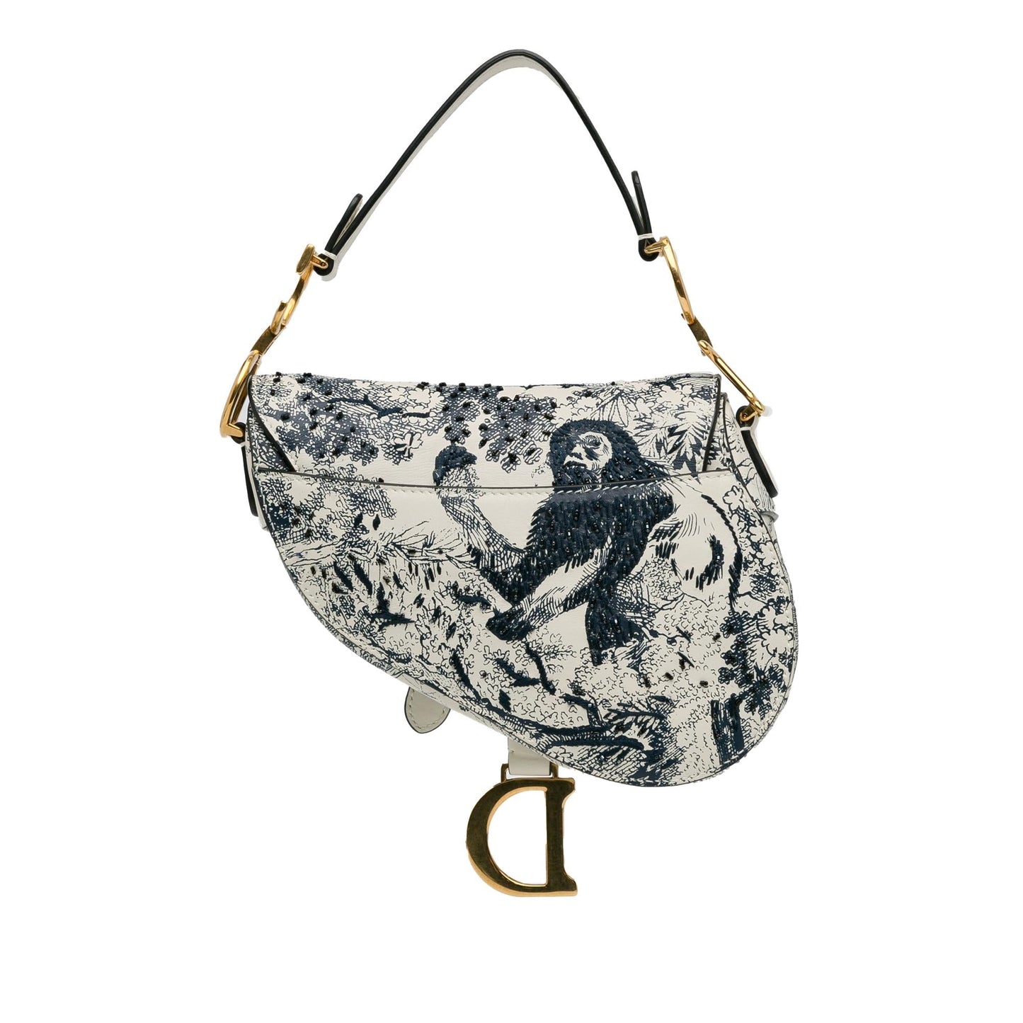 Dior Calfskin Toile De Jouy Saddle Bag Shg Pyknsl Mini Shoulder Bag