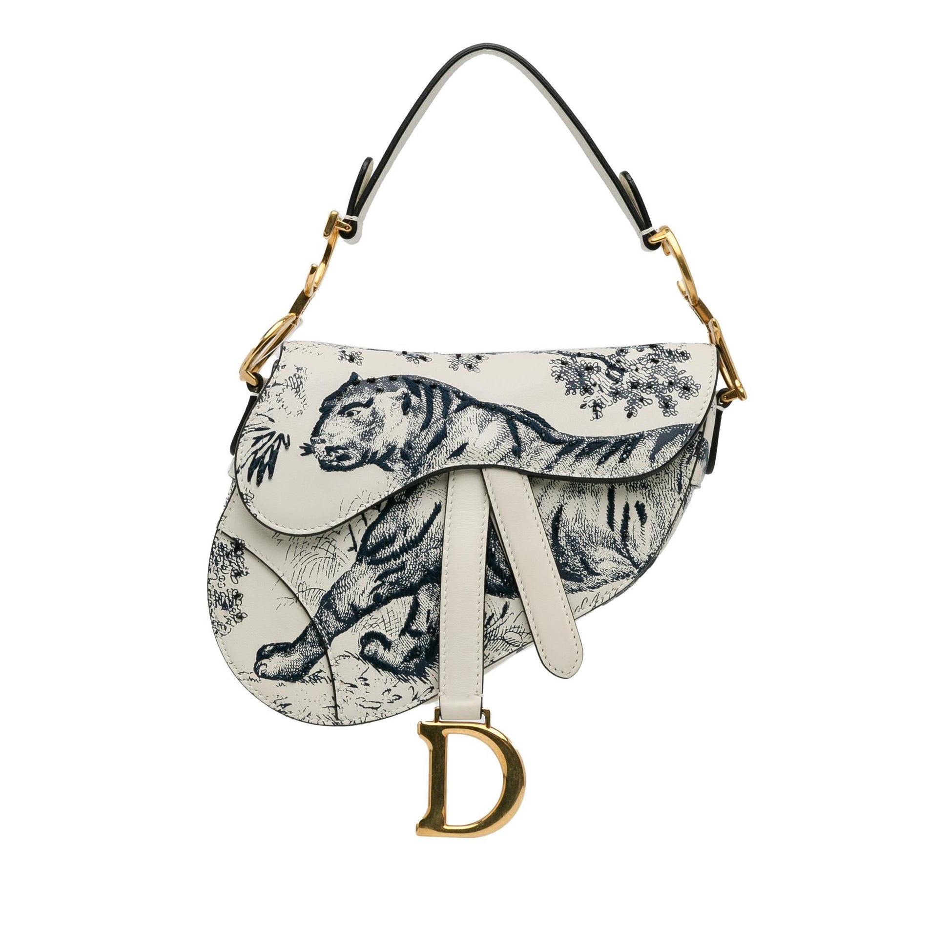 Dior Calfskin Toile De Jouy Saddle Bag Shg Pyknsl Mini Shoulder Bag