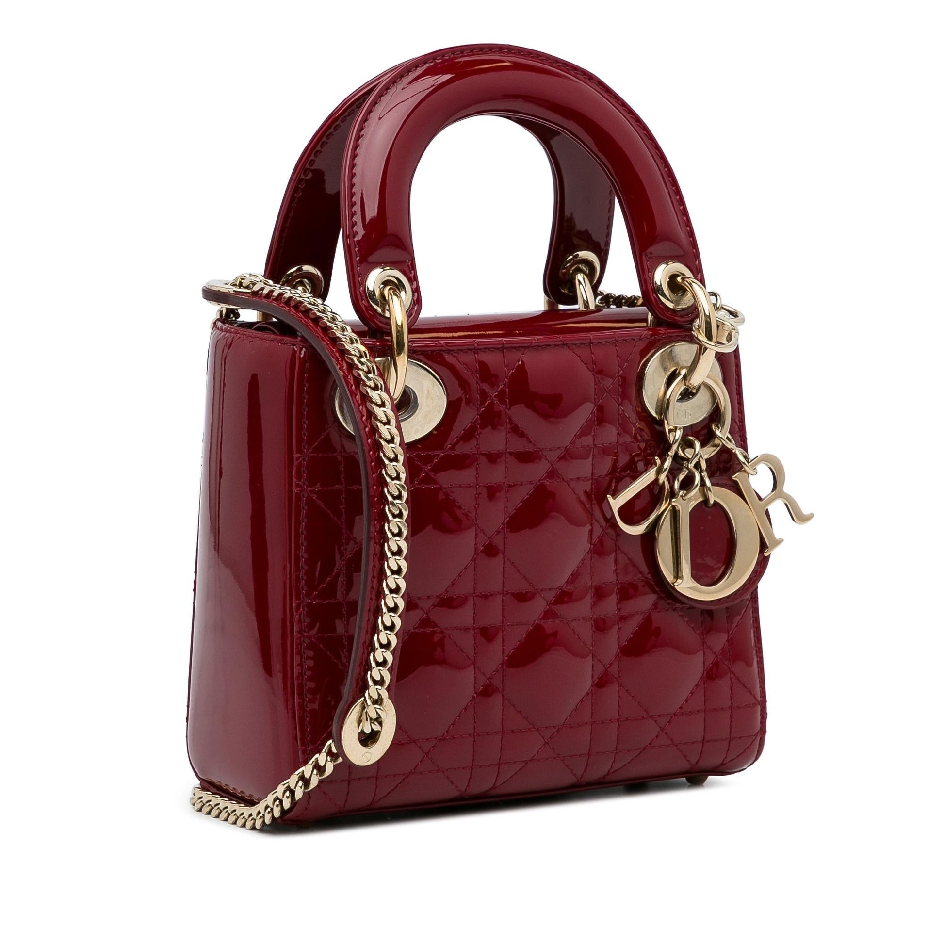 Dior Cannage Lady Shg Npiwuw Satchel Bag Patent Mini