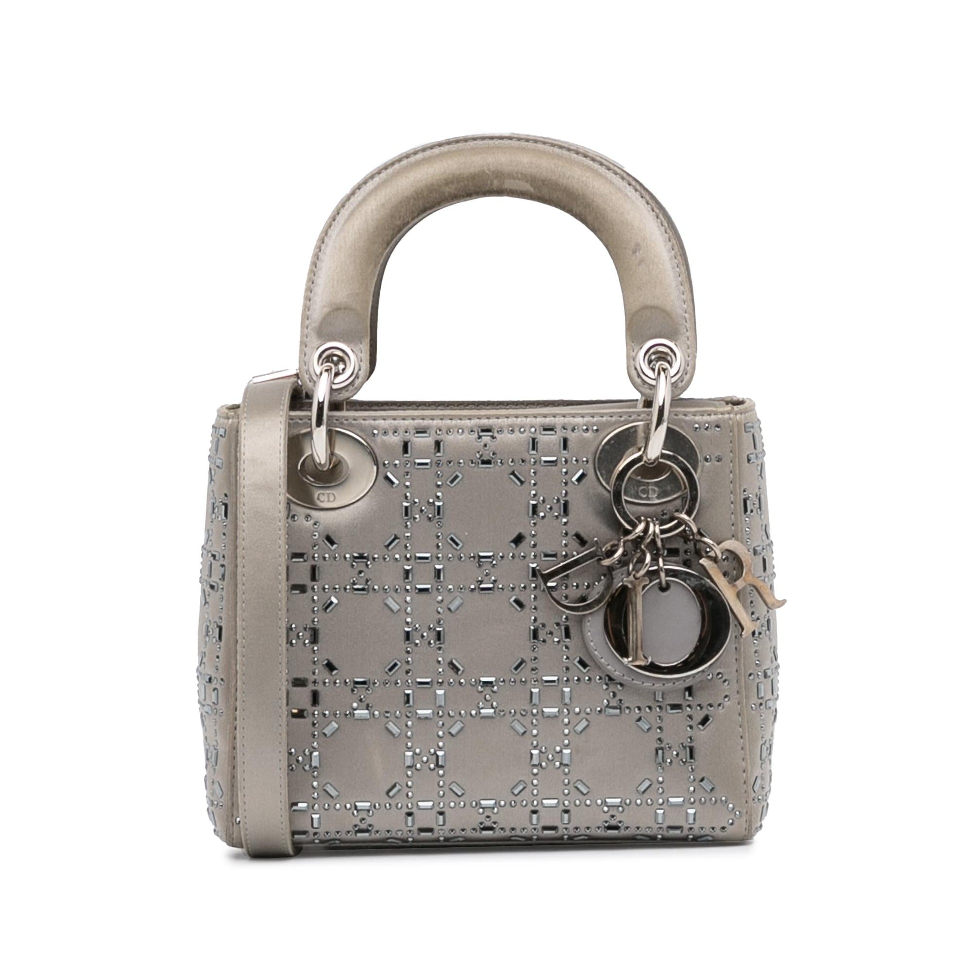 Dior Crystal Embellished Lady Shg Aoljqe Satchel Bag Satin Mini