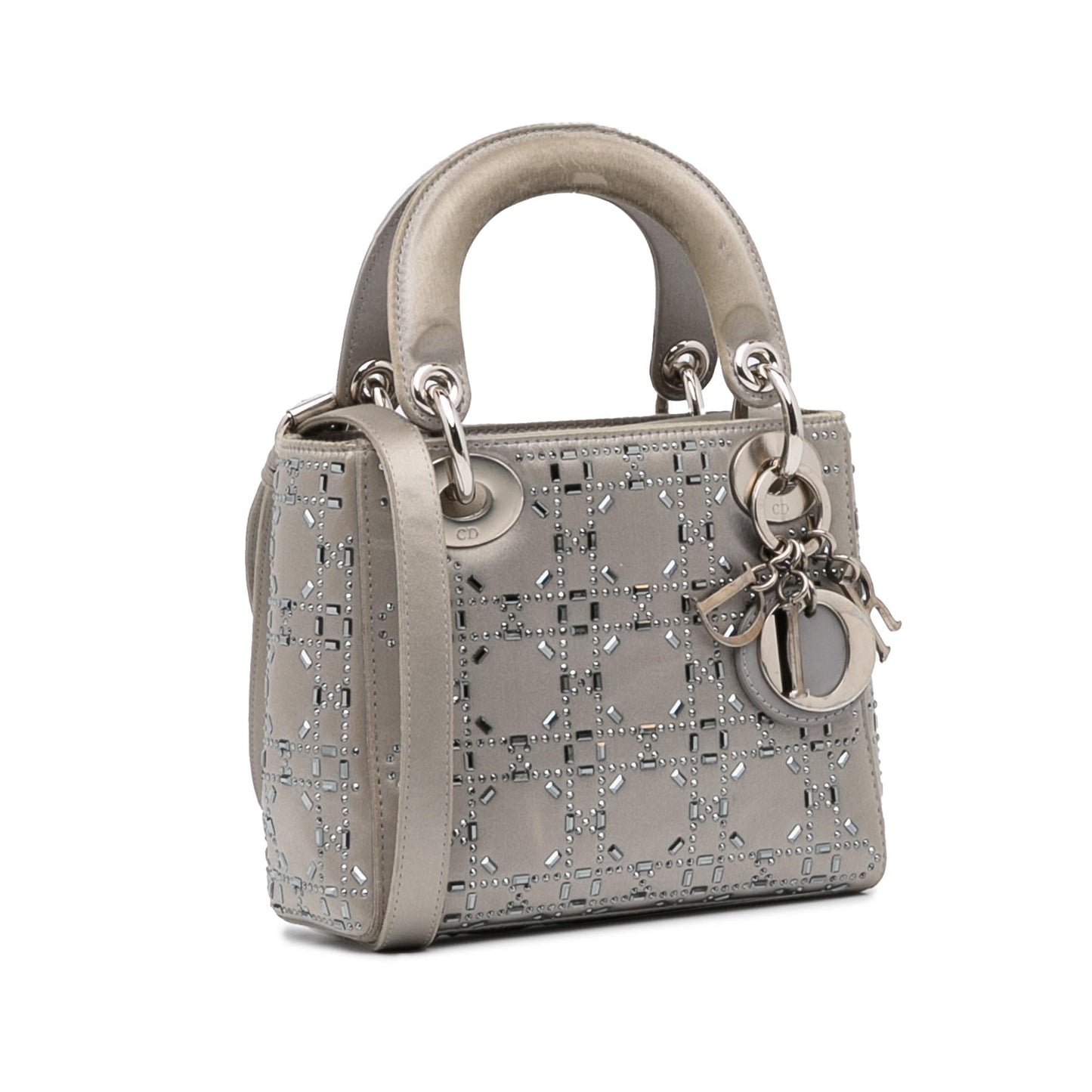 Dior Crystal Embellished Lady Shg Aoljqe Satchel Bag Satin Mini