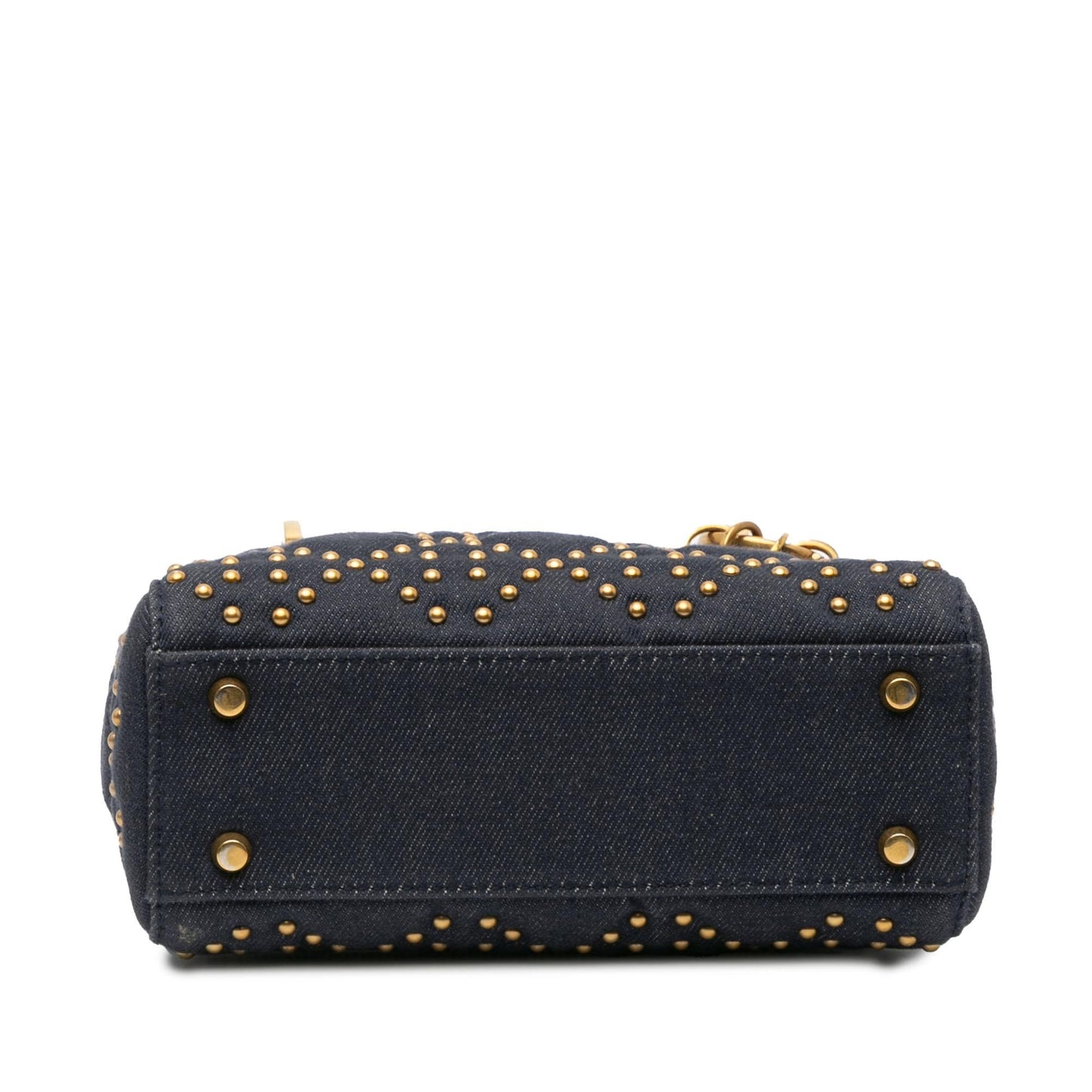 Dior Cannage Studded Supple Lady Satchel Bag Denim Mini Supple Lady Dior
