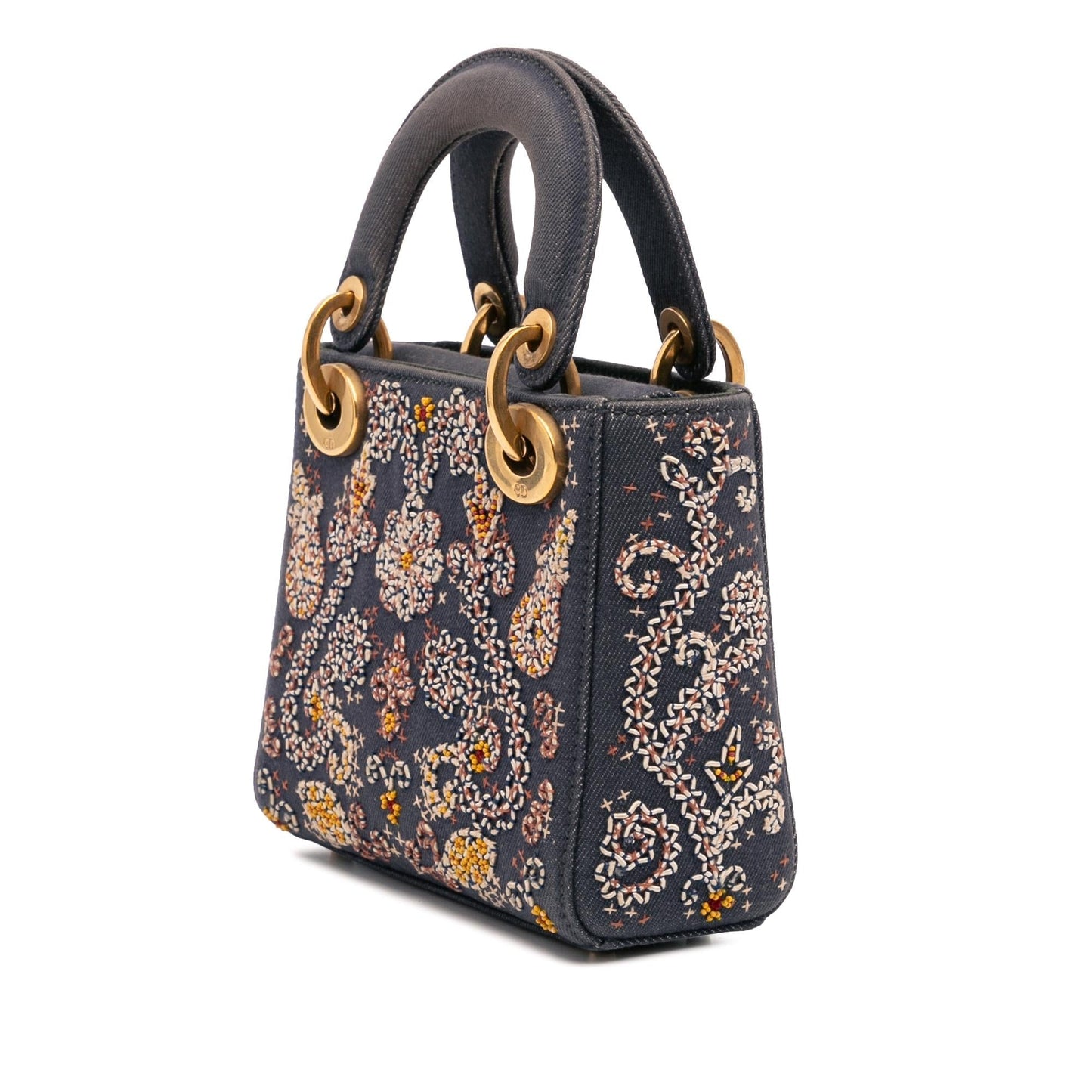 Dior Lady Satchel Bag Denim Mini Embroidered