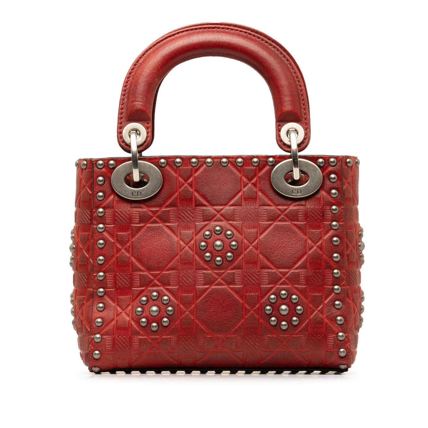 Dior Calfskin Cannage Studded Flower Lady Satchel Bag Mini Embossed Lady Dior 2