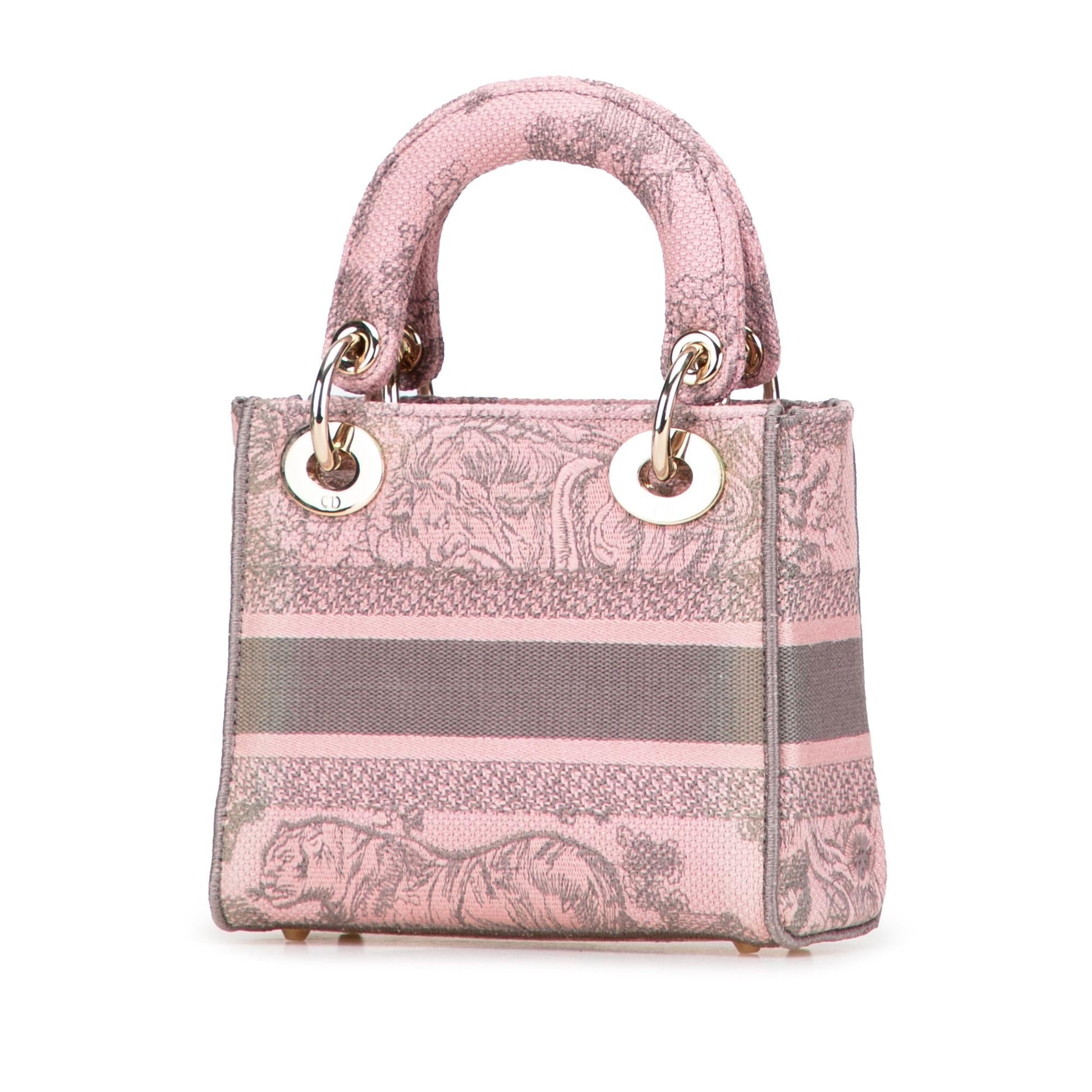 Dior Toile De Jouy Lady Lite Satchel Bag Canvas Mini Embroidered