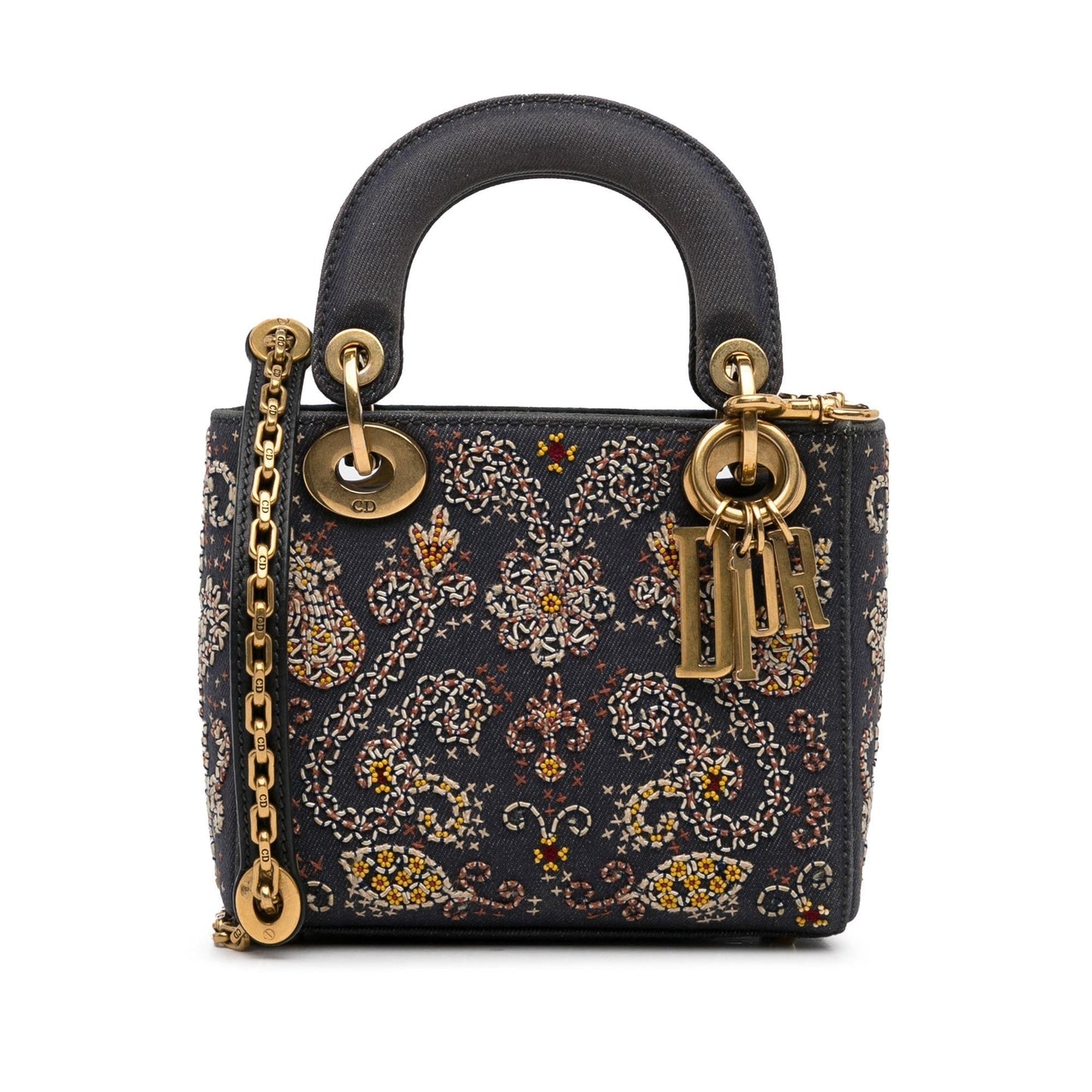 Dior Lady Shg Esdcmm Shoulder Bag Denim Mini Embroidered