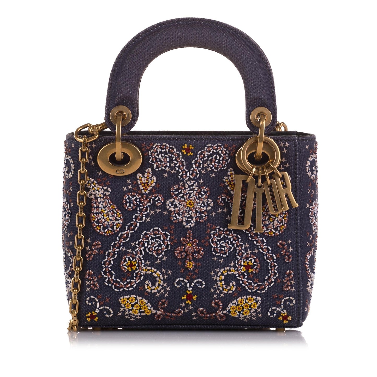 Dior Lady Shg Wlcg5E Satchel Bag Denim Mini Embroidered