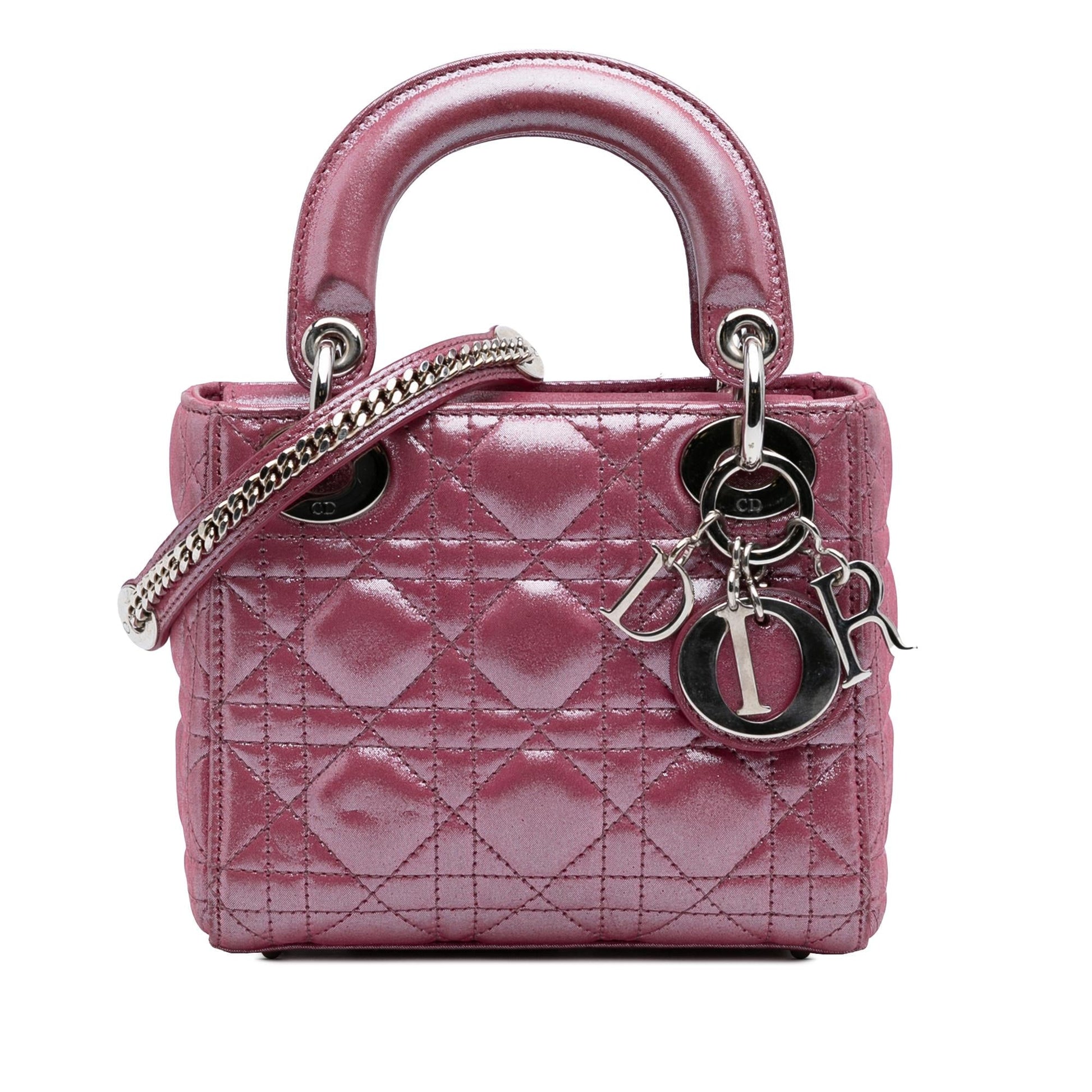 Dior Iridescent Cannage Lady Satchel Bag Lambskin Mini Lady Dior 6