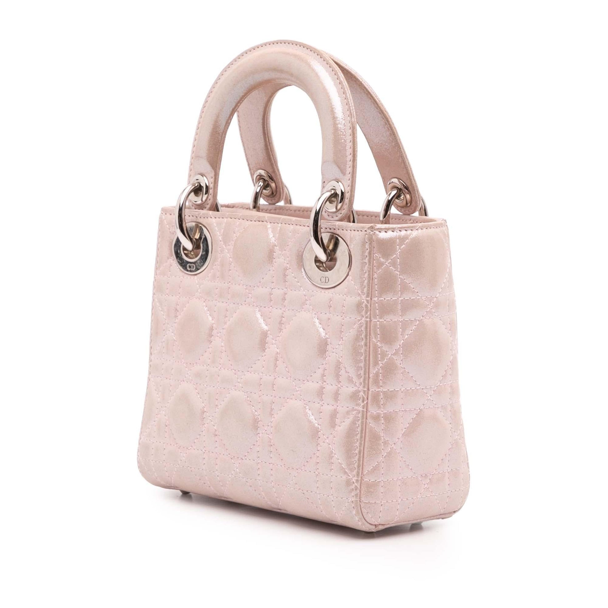 Dior Iridescent Cannage Lady Satchel Bag Lambskin Mini Lady Dior 9