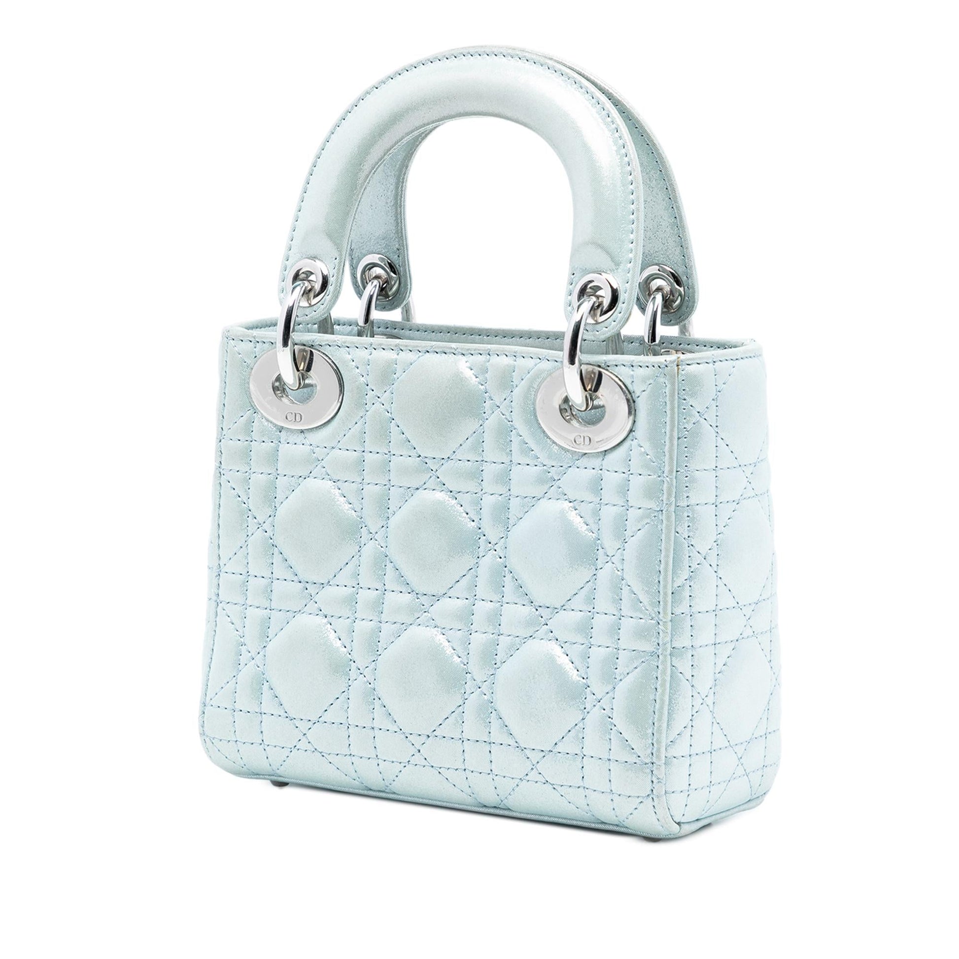 Dior Iridescent Cannage Lady Satchel Bag Lambskin Mini Lady Dior 14