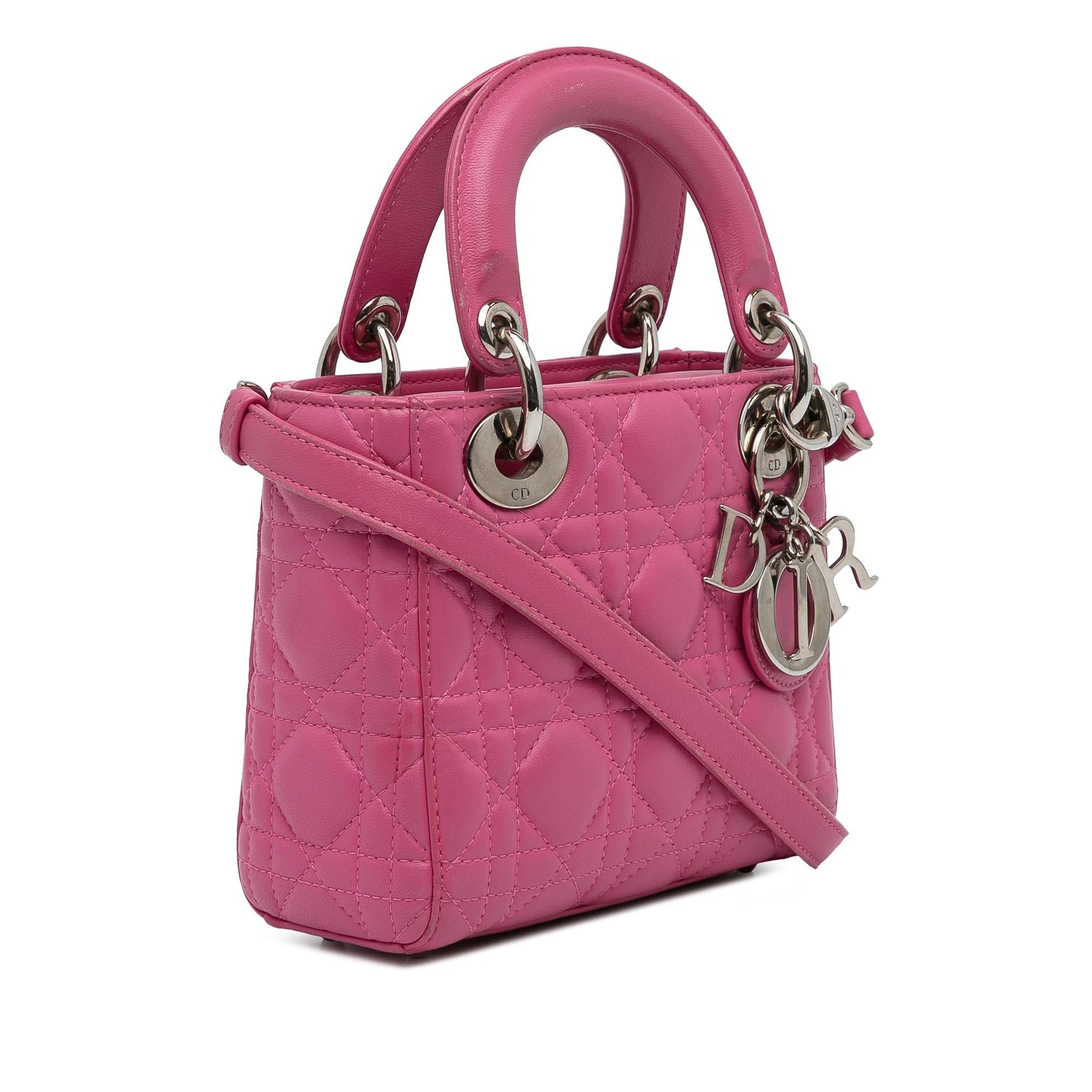 Dior Cannage Lady Satchel Bag Lambskin Mini Cannage Lady Dior