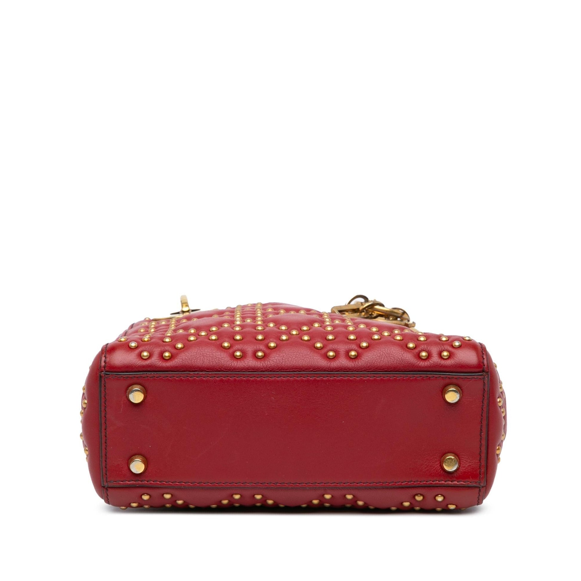 Dior Cannage Studded Supple Lady Satchel Bag Lambskin Mini