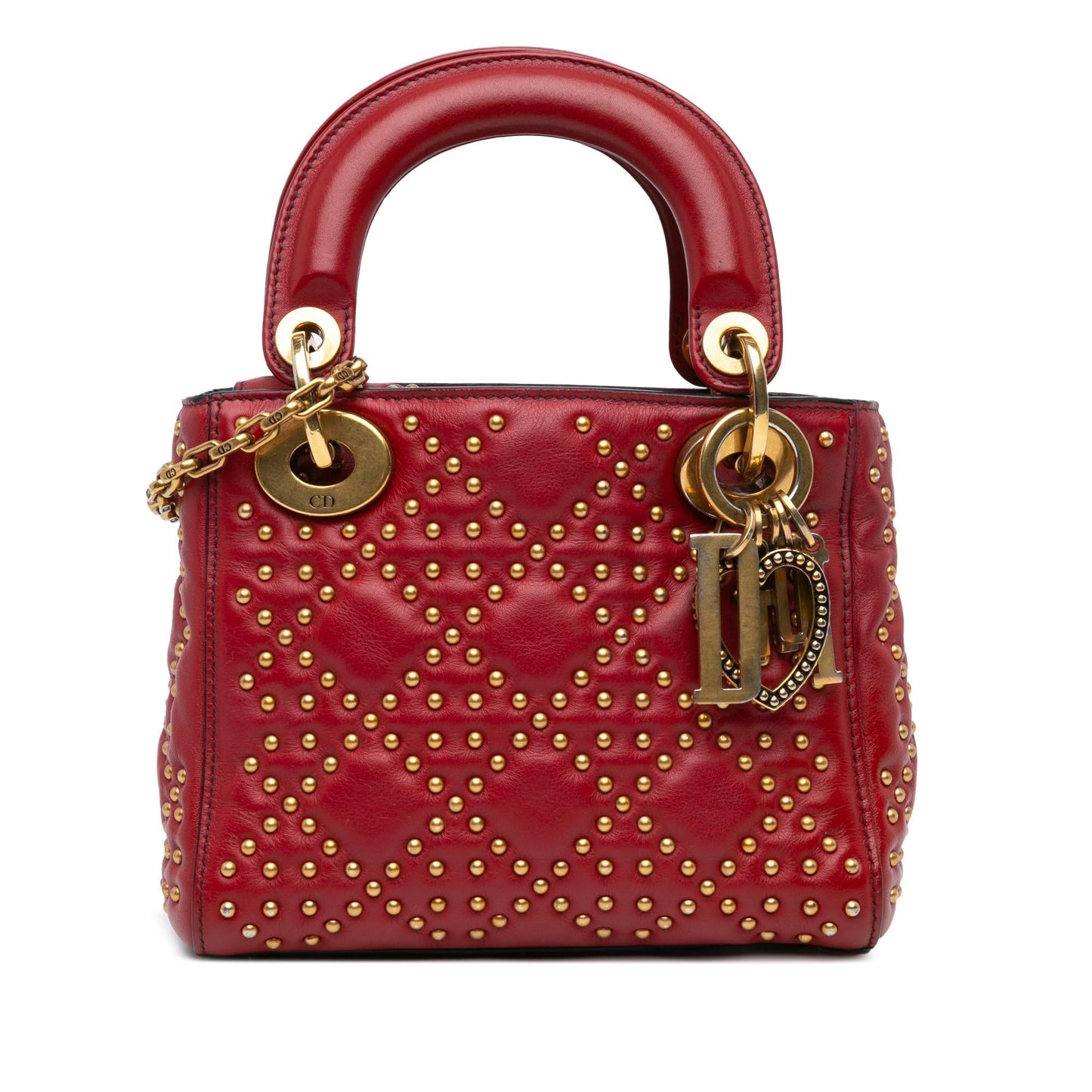 Dior Cannage Studded Supple Lady Satchel Bag Lambskin Mini