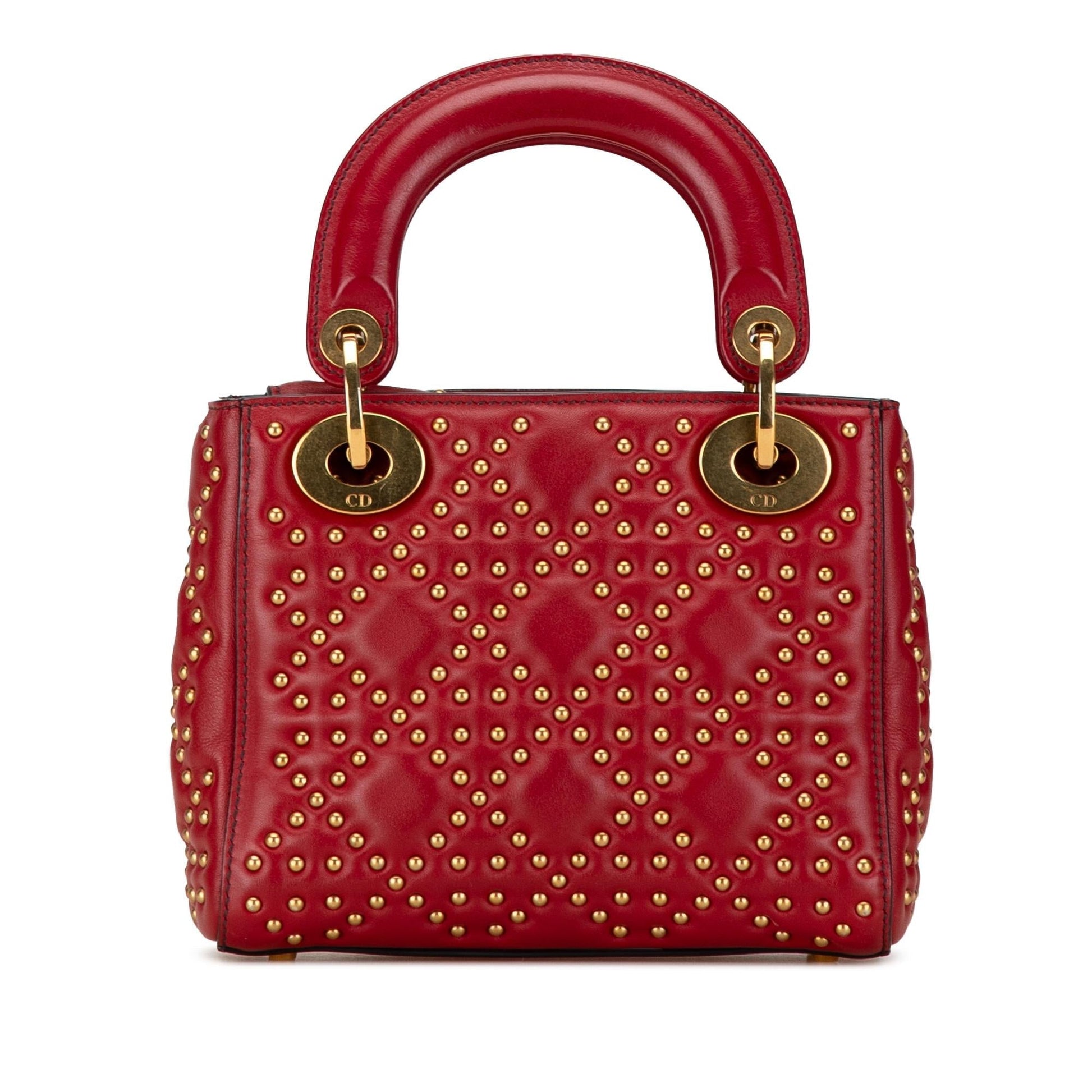 Dior Cannage Studded Supple Lady Shg Fo71Iv Satchel Bag Lambskin Mini