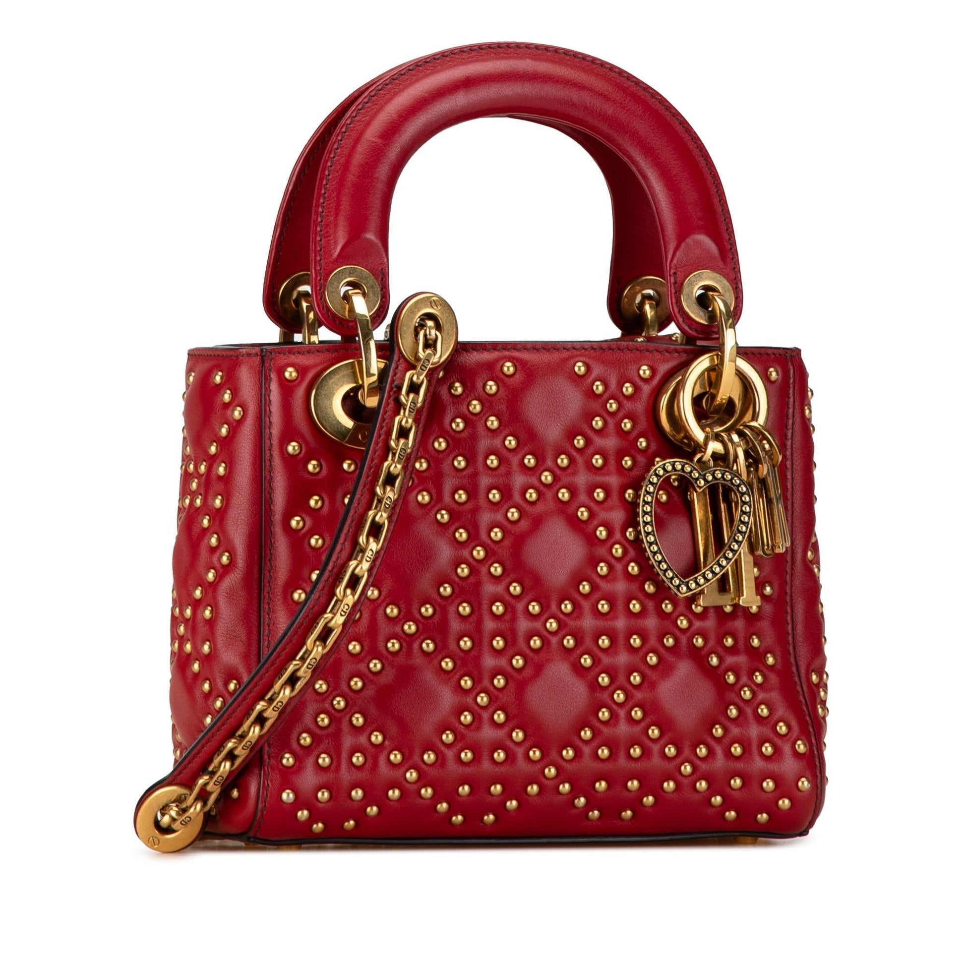 Dior Cannage Studded Supple Lady Shg Fo71Iv Satchel Bag Lambskin Mini