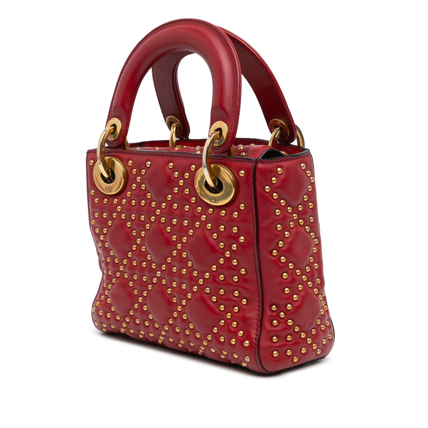Dior Cannage Studded Supple Lady Satchel Bag Lambskin Mini Dior Shg Lkea29
