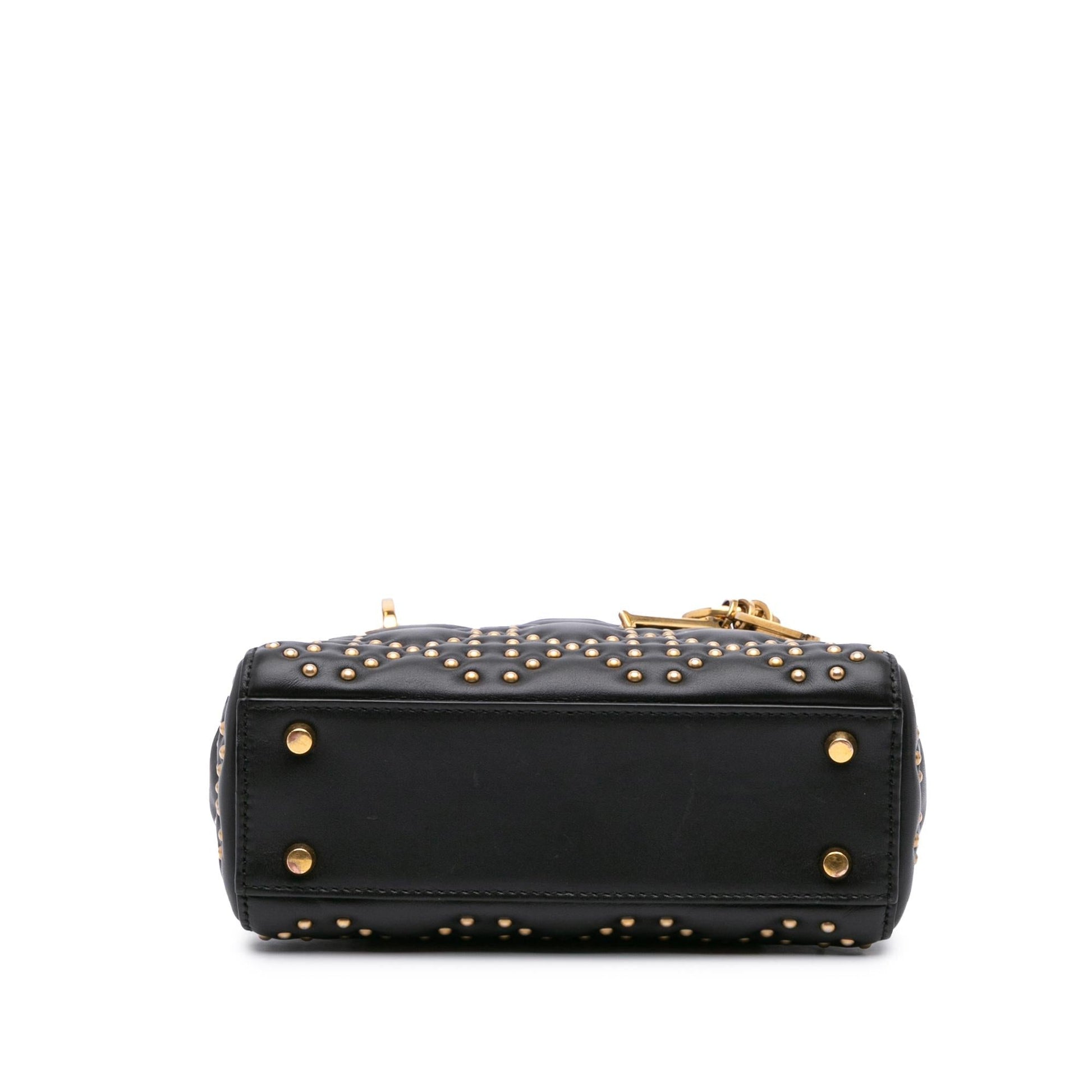 Dior Cannage Studded Supple Lady Satchel Bag Lambskin Mini Supple Lady Dior