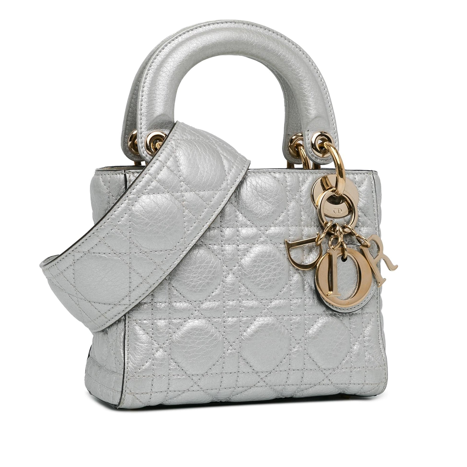 Dior Metallic Calfskin Cannage Supple Lady Shg Sgmkqy Satchel Mini Satchel Bag