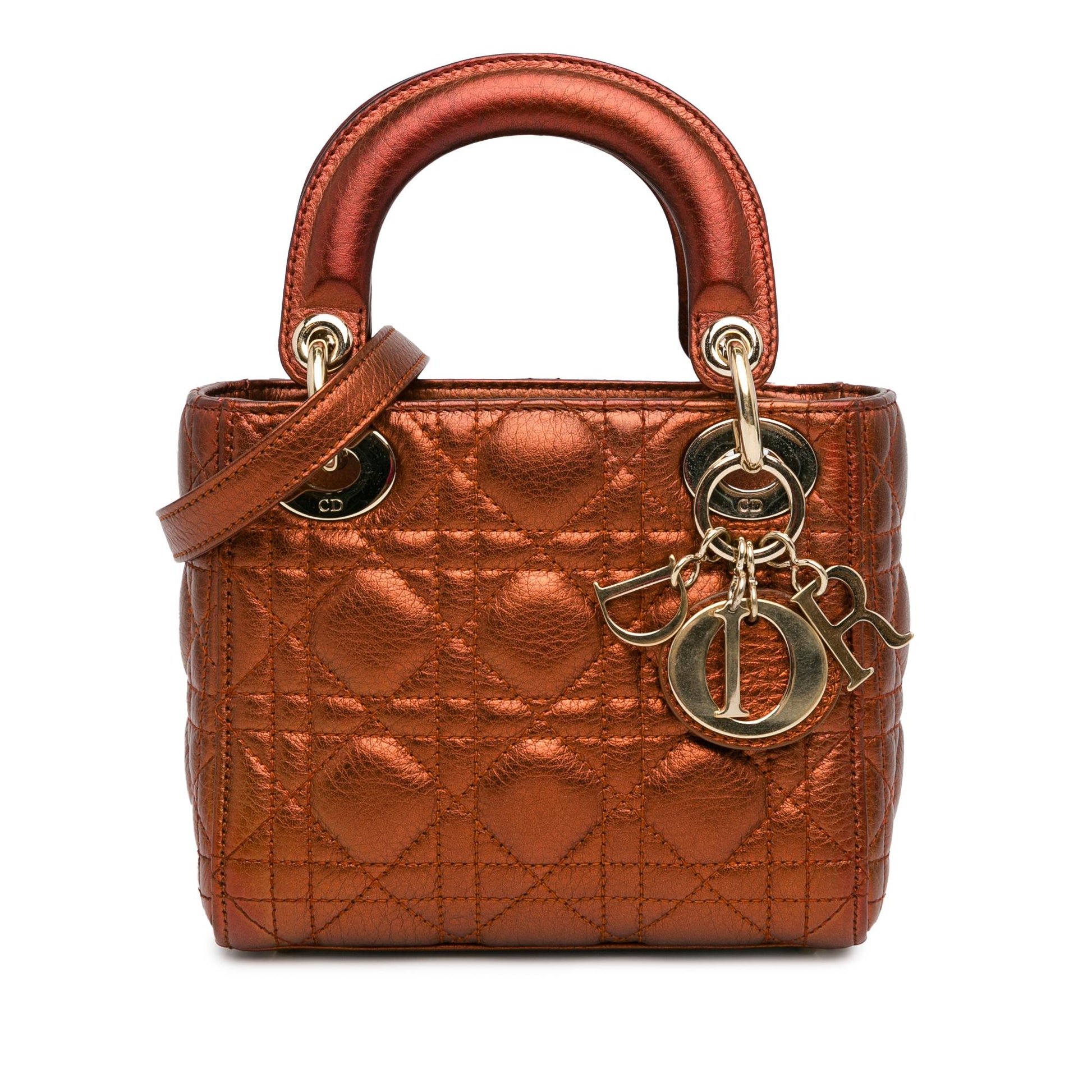 Dior Metallic Calfskin Cannage Supple Lady Shg Aoccna Satchel Mini Satchel Bag