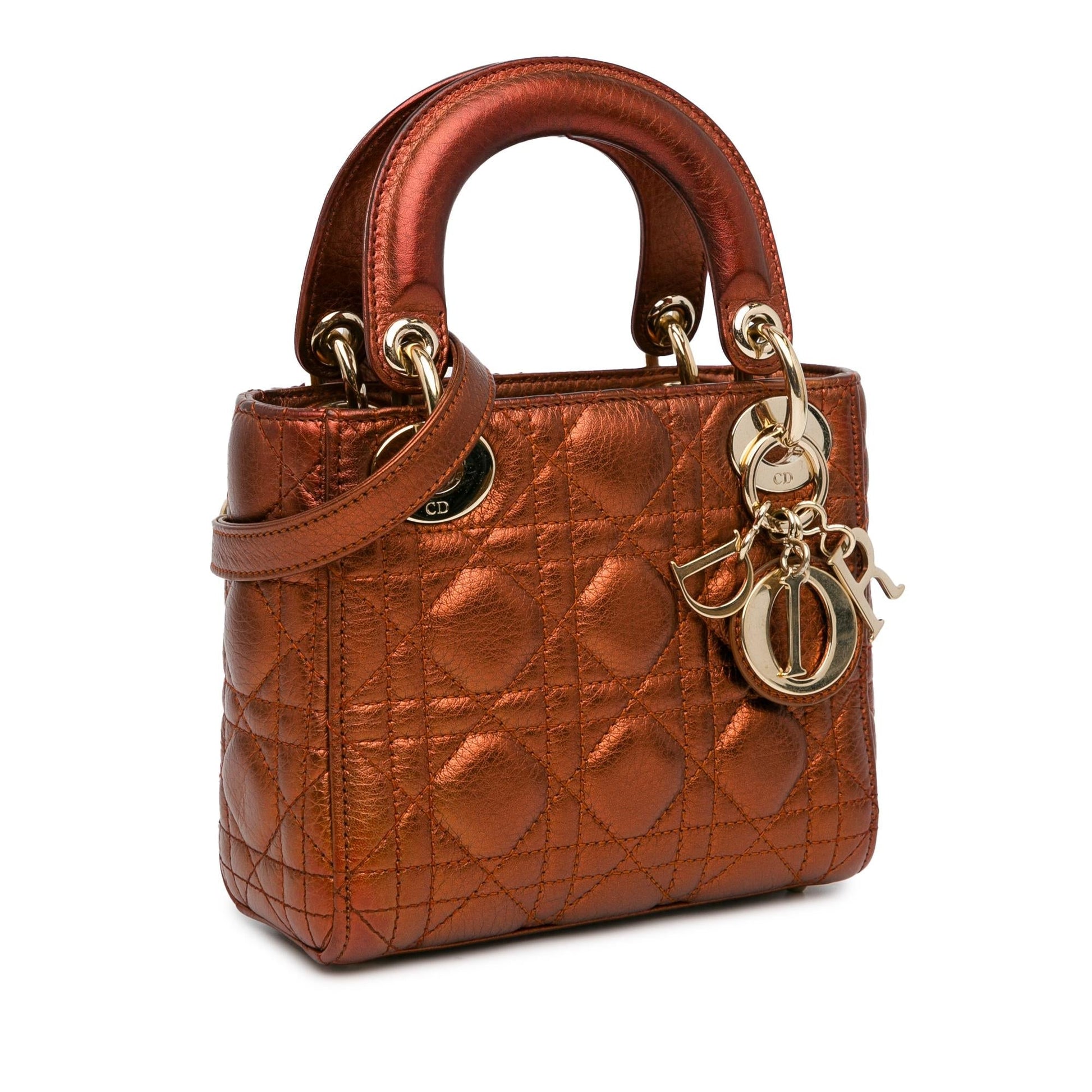 Dior Metallic Calfskin Cannage Supple Lady Shg Aoccna Satchel Mini Satchel Bag