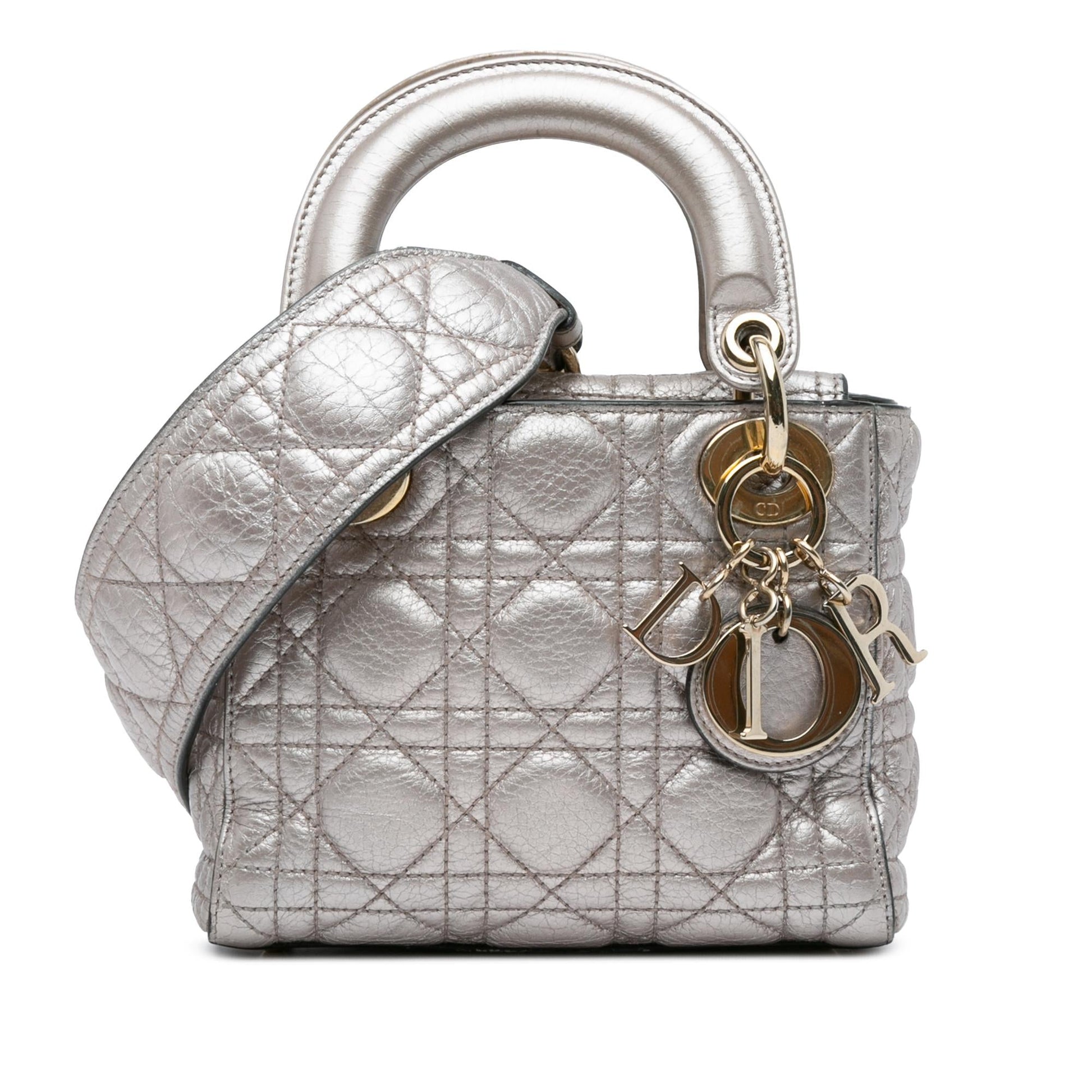 Dior Metallic Calfskin Cannage Supple Lady Shg Dpy Satchel Mini Satchel Bag