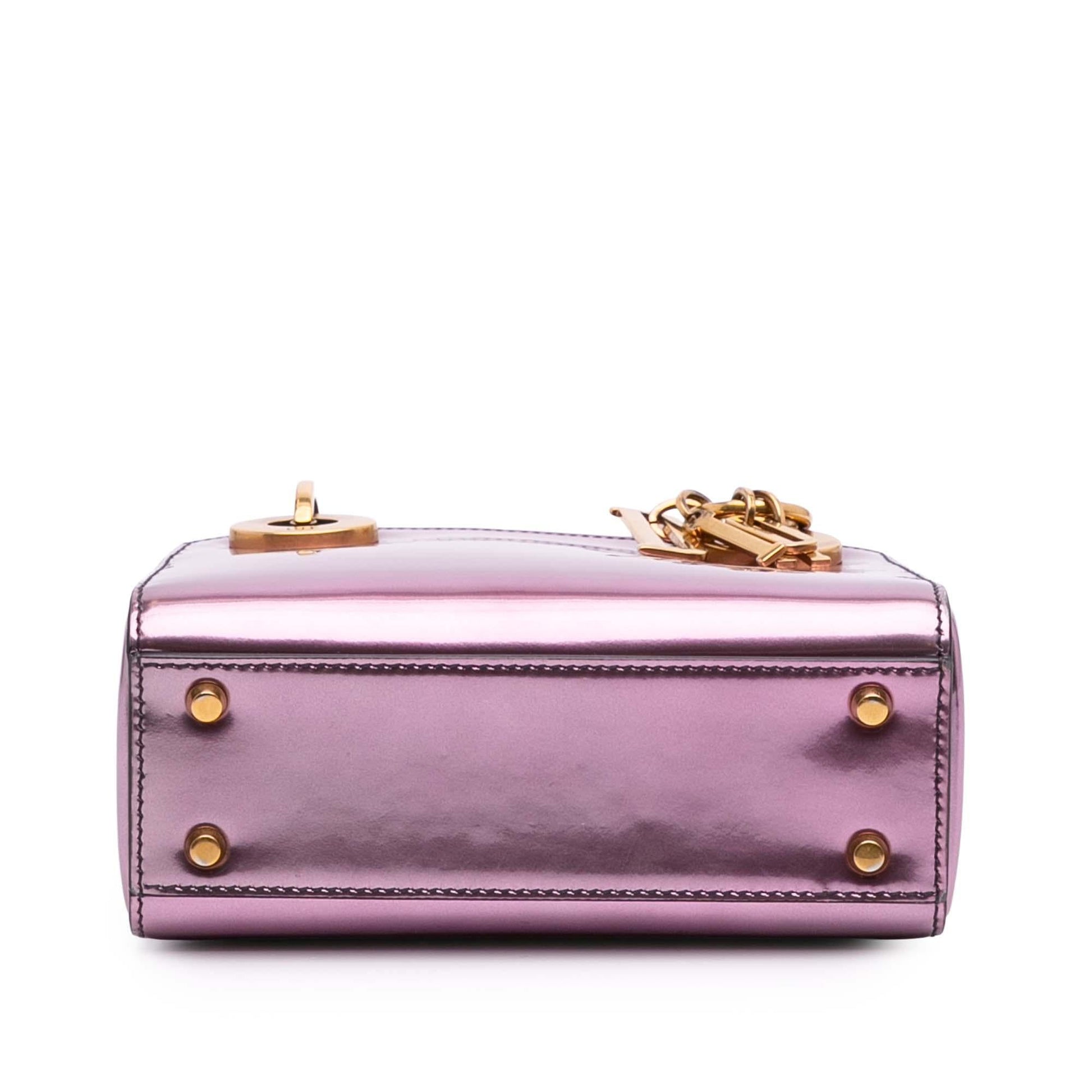 Dior Metallic Glazed Calfskin Lady Satchel Bag Mini Calfskin Lady Dior
