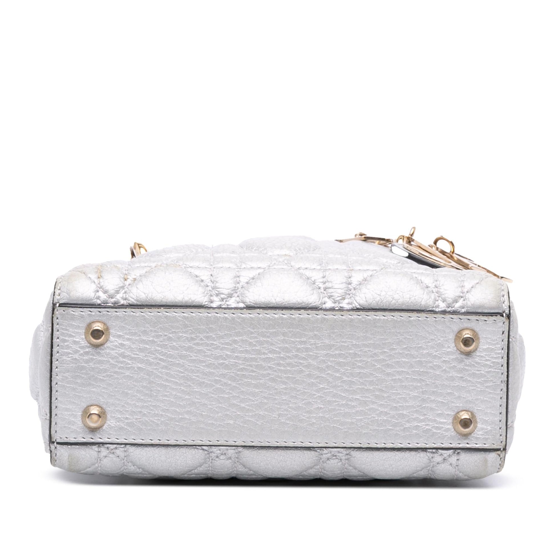 Dior Metallic Grained Calfskin Cannage Lady Satchel Bag Mini