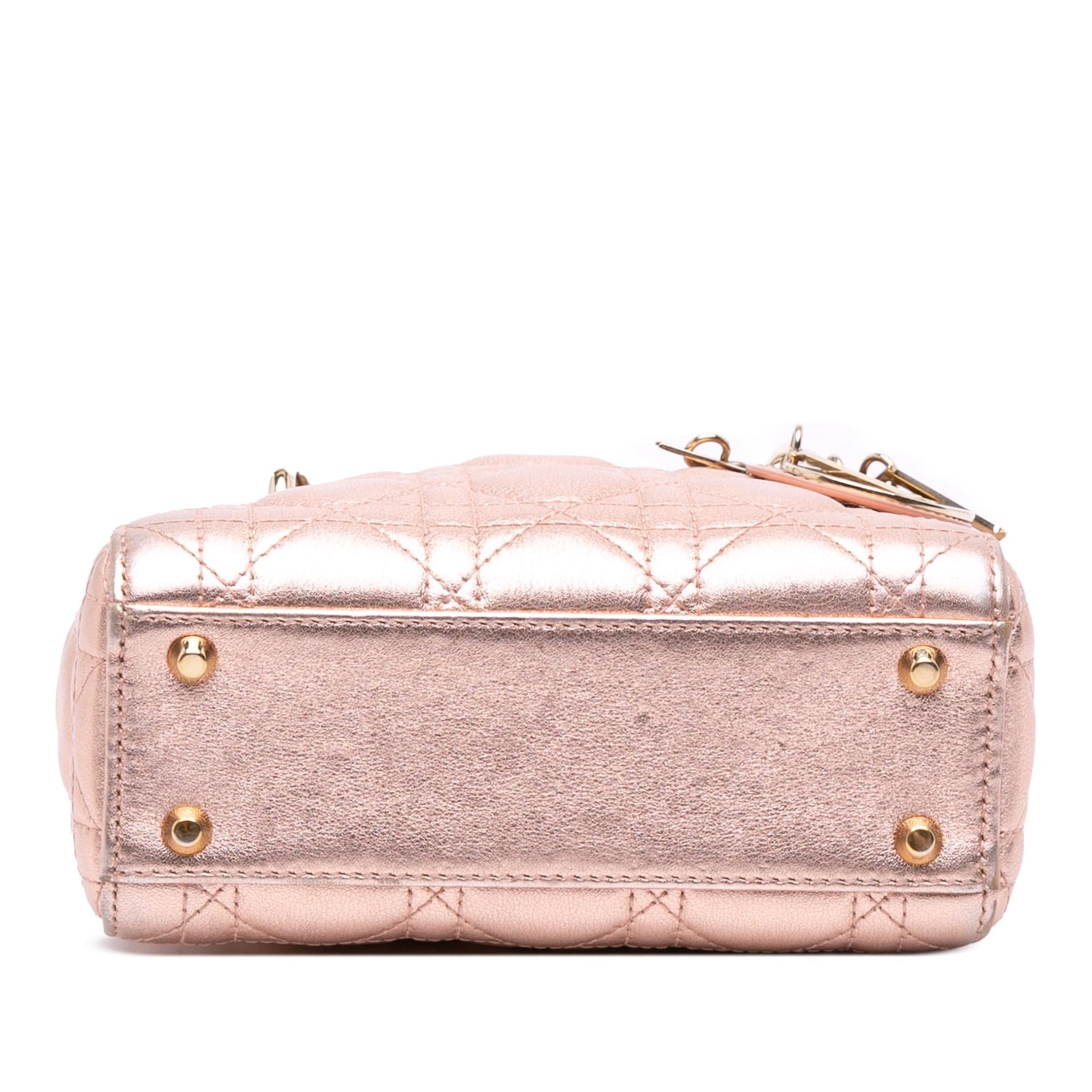Dior Metallic Cannage Lady Satchel Bag Lambskin Mini
