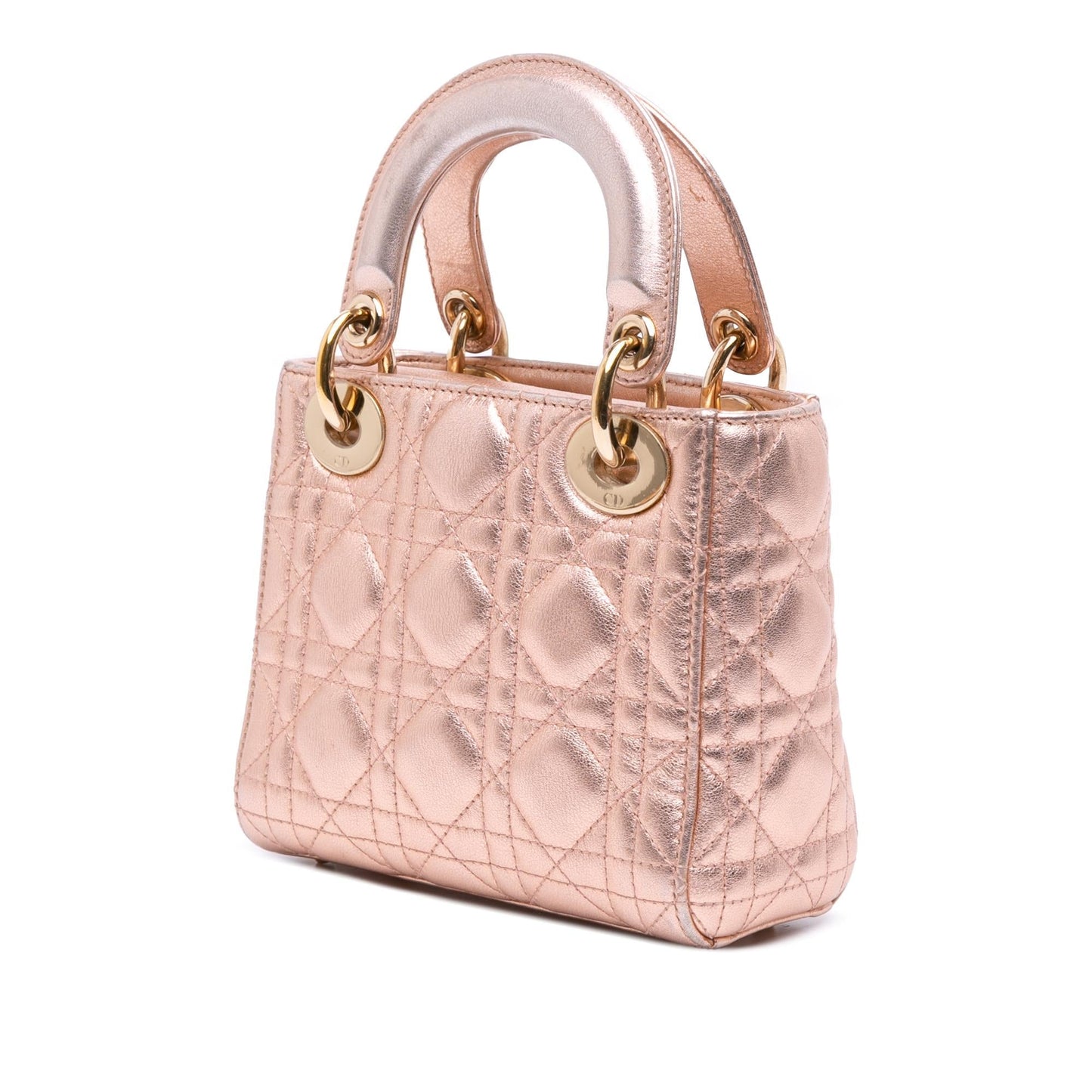 Dior Metallic Cannage Lady Satchel Bag Lambskin Mini