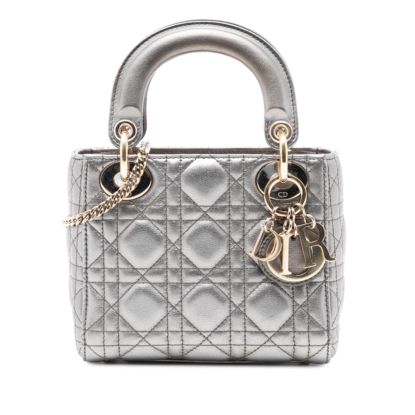 Dior Metallic Cannage Lady Satchel Bag Lambskin Mini Lady Dior 3