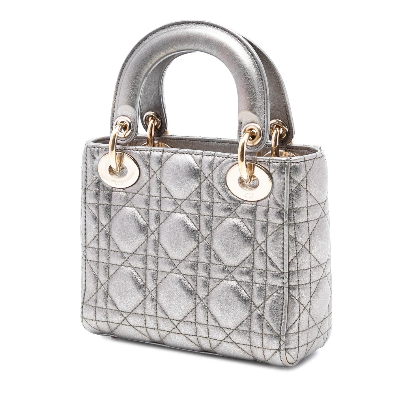 Dior Metallic Cannage Lady Satchel Bag Lambskin Mini Lady Dior 3