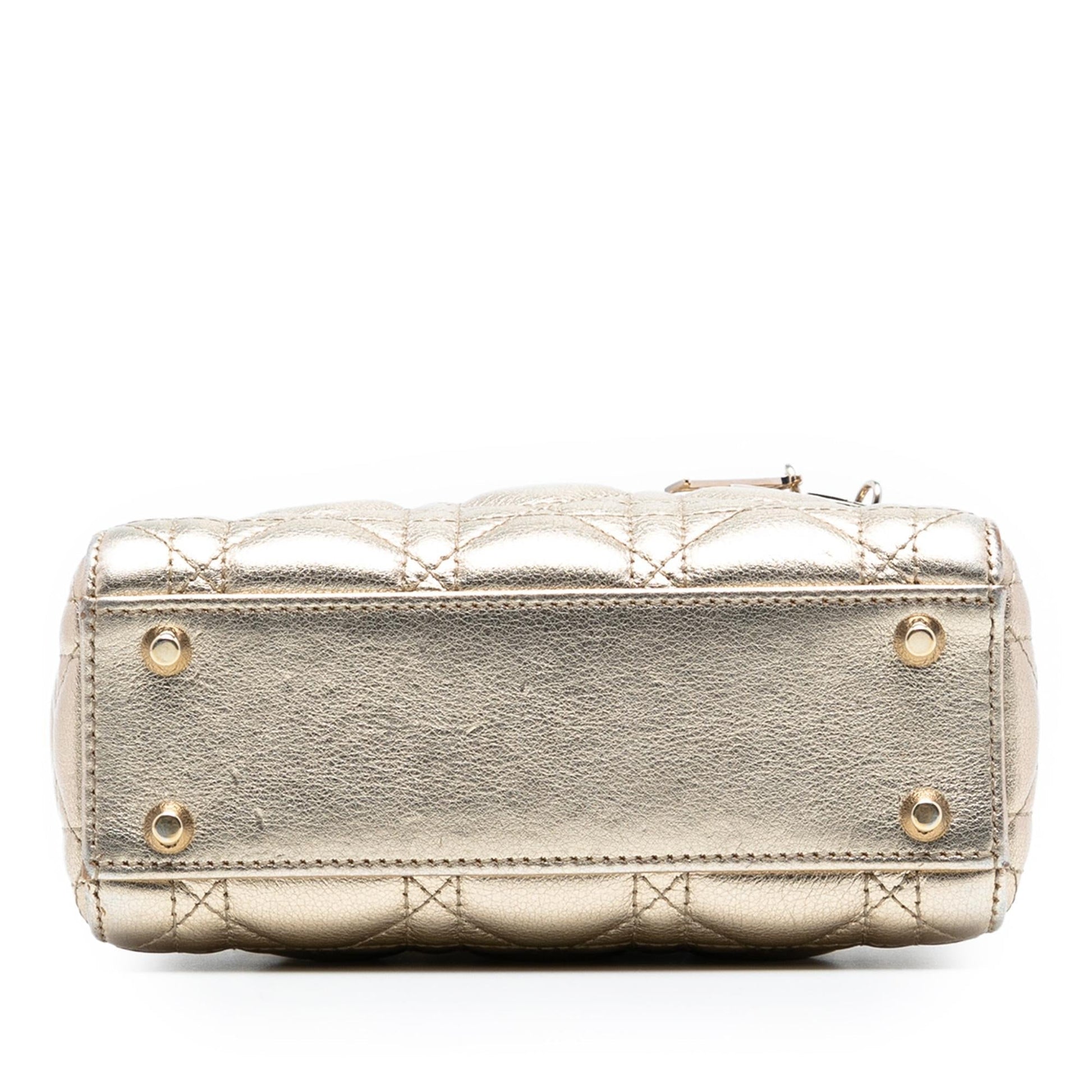 Dior Metallic Cannage Lady Satchel Bag Lambskin Mini Lady Dior 4