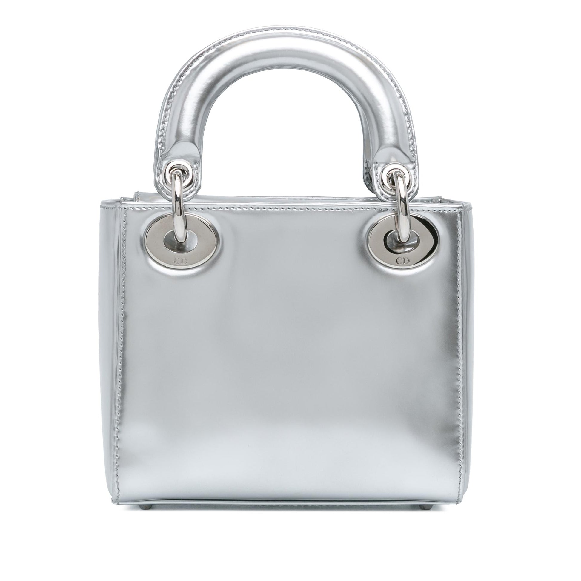 Dior Metallic Lady Satchel Bag Patent Mini