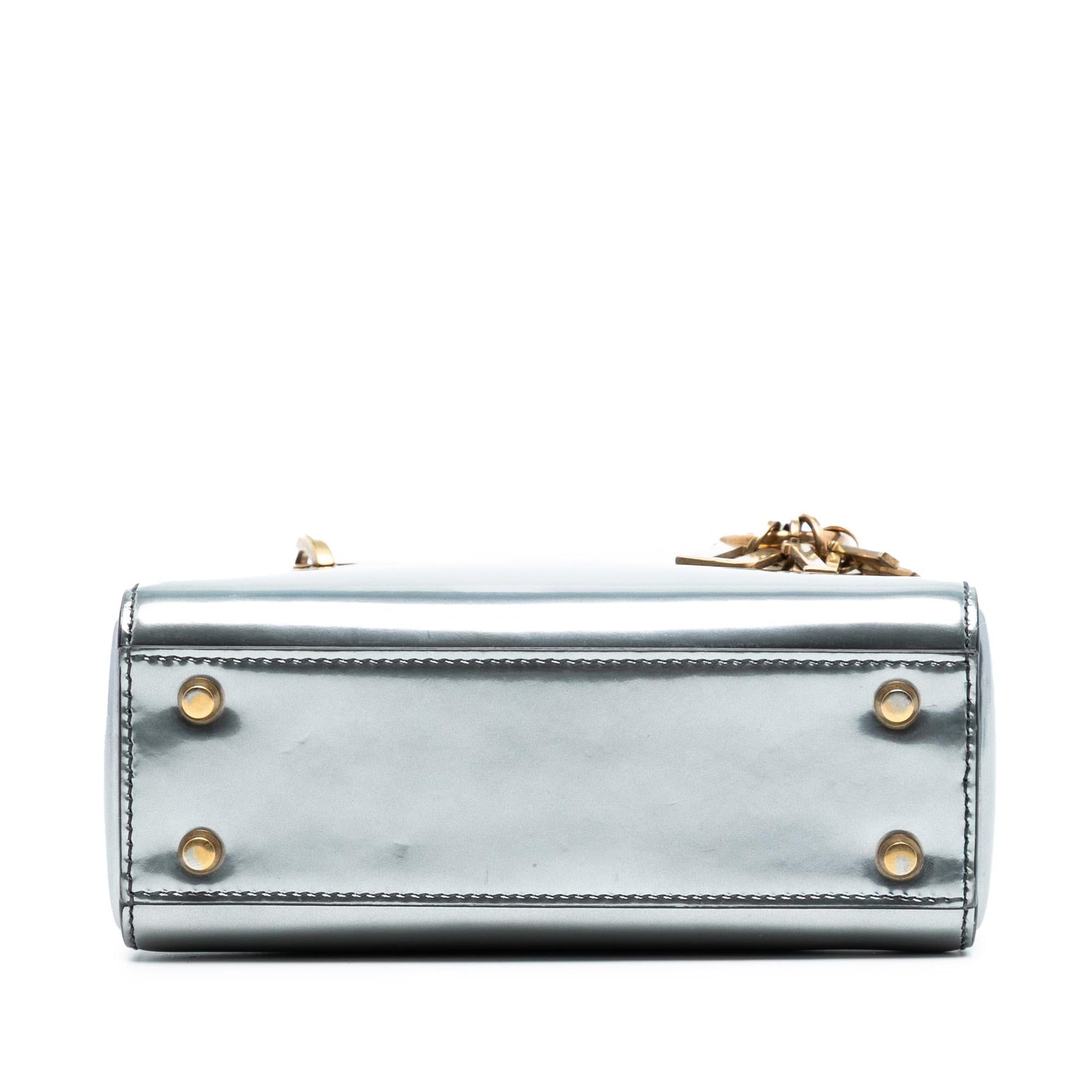 Dior Metallic Lady Satchel Bag Patent Mini Patent Lady Dior