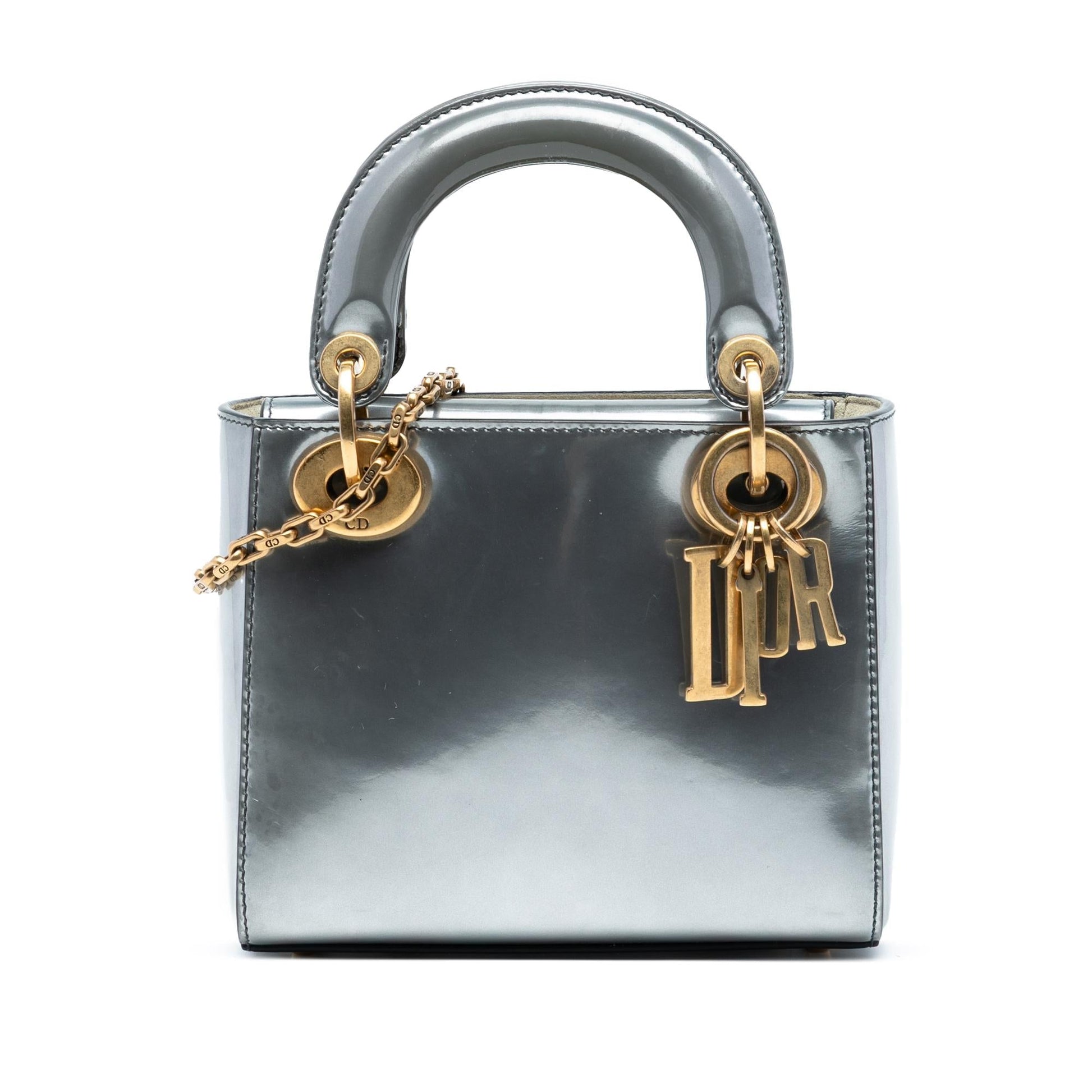 Dior Metallic Lady Satchel Bag Patent Mini Patent Lady Dior