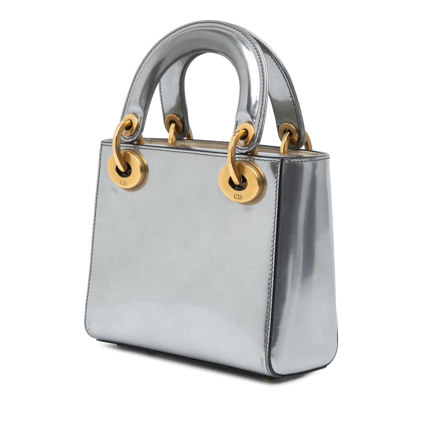 Dior Metallic Lady Satchel Bag Patent Mini Lady Dior 1