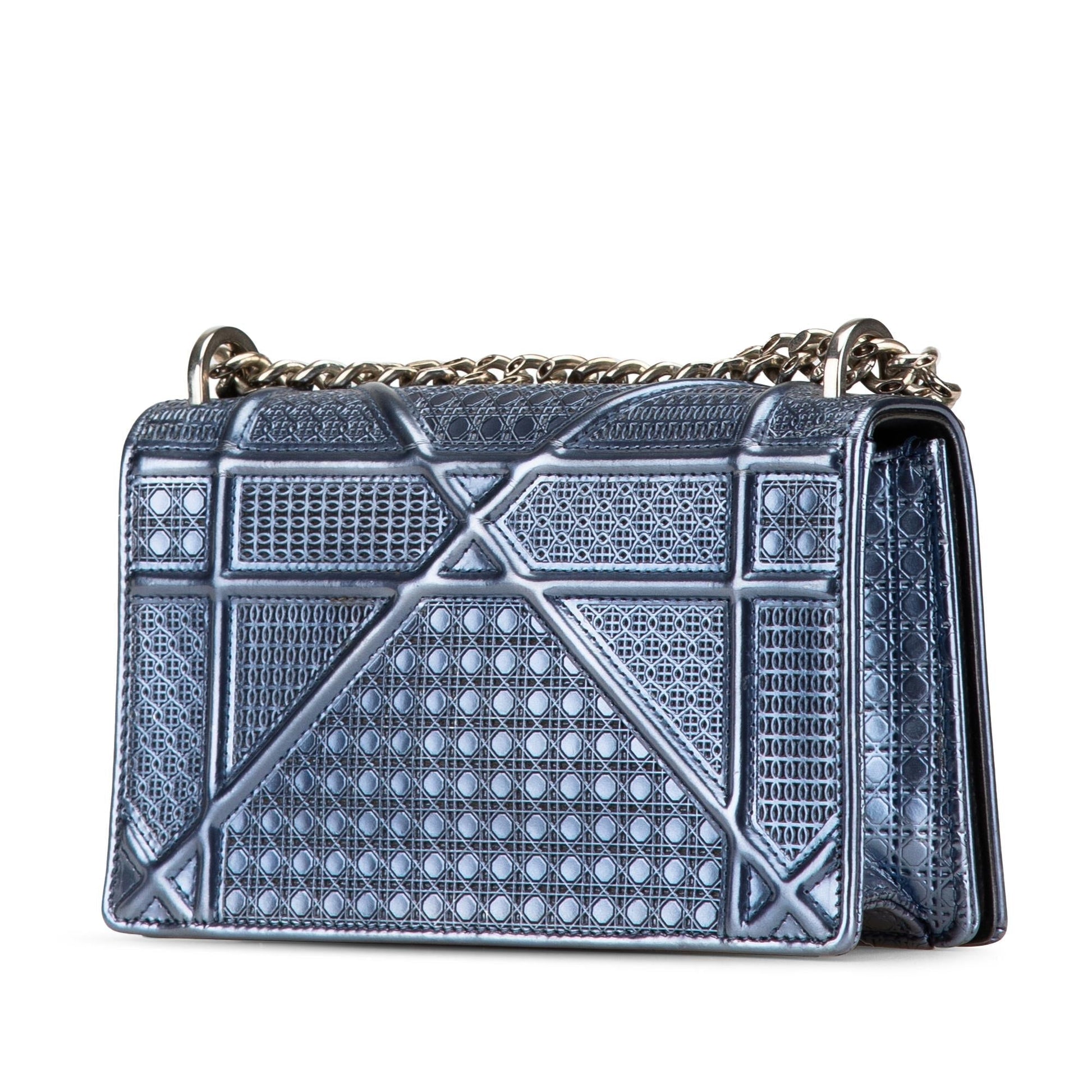 Dior Metallic Microcannage ama Crossbody Bag Patent Mini Flap