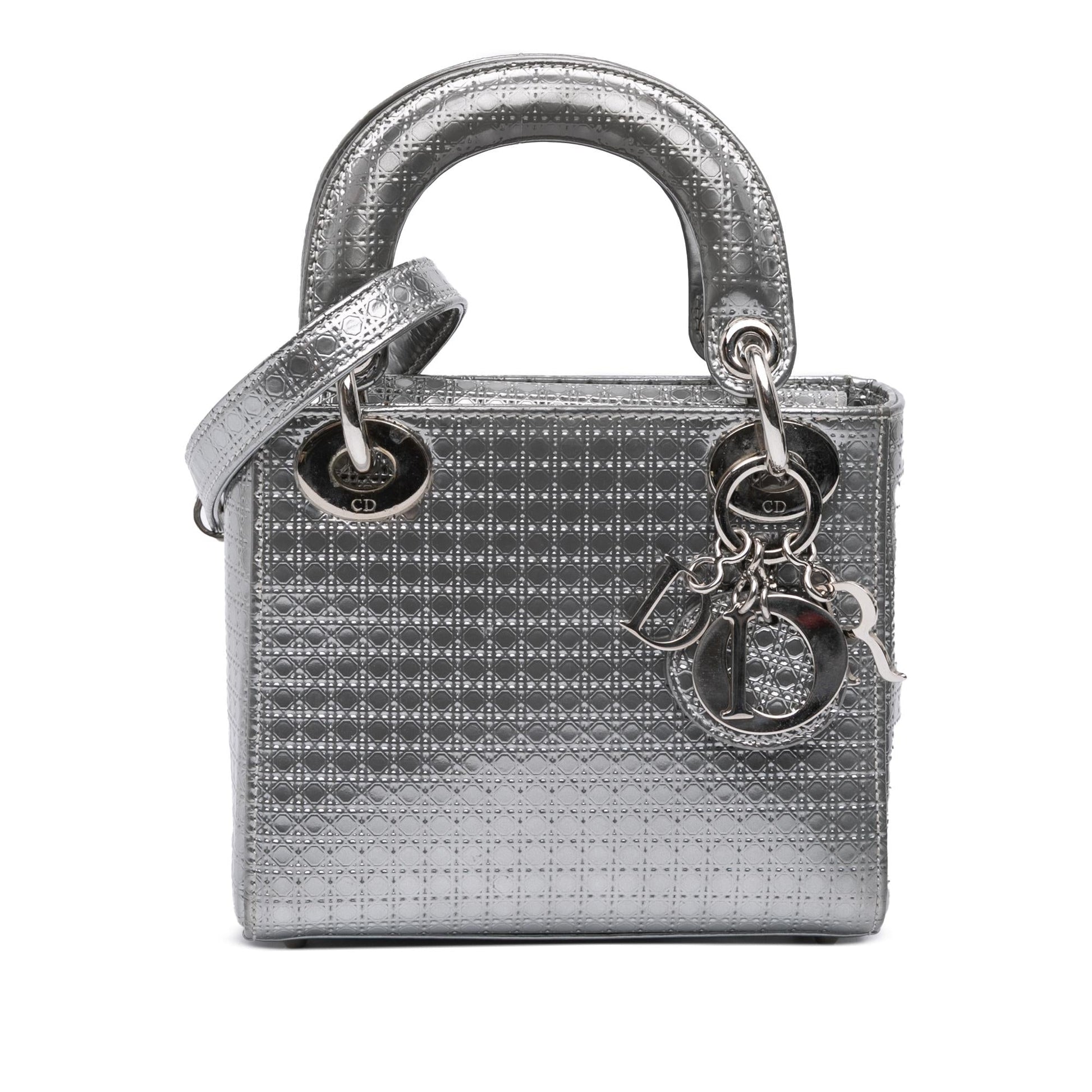 Dior Metallic Microcannage Lady Satchel Bag Patent Mini Lady Dior 3