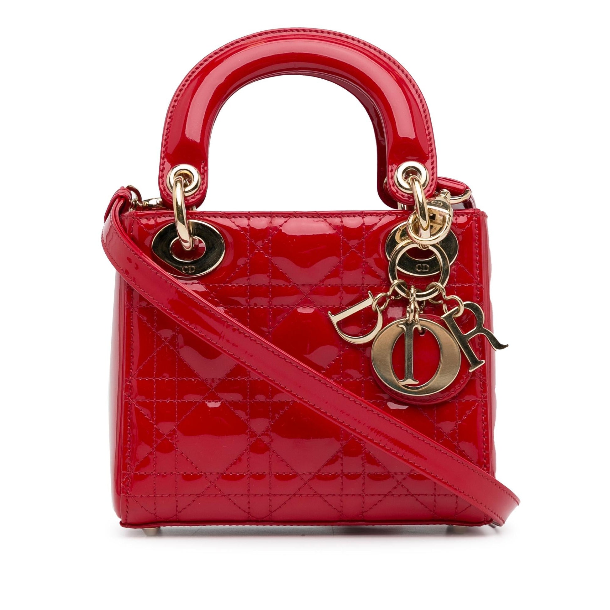 Dior Cannage Lady Shg P63Gtn Satchel Bag Patent Mini