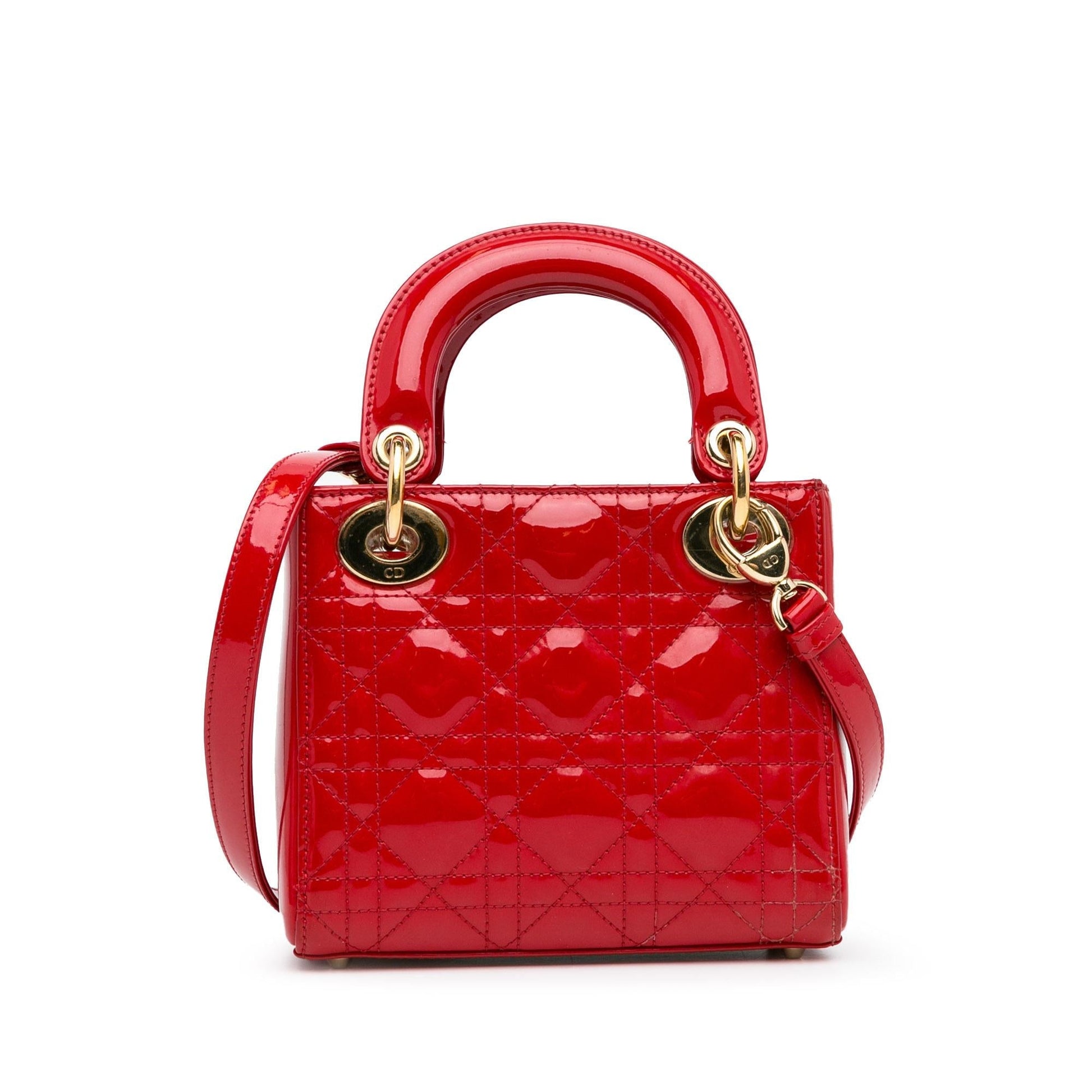 Dior Cannage Lady Shg Vukhxa Satchel Bag Patent Mini