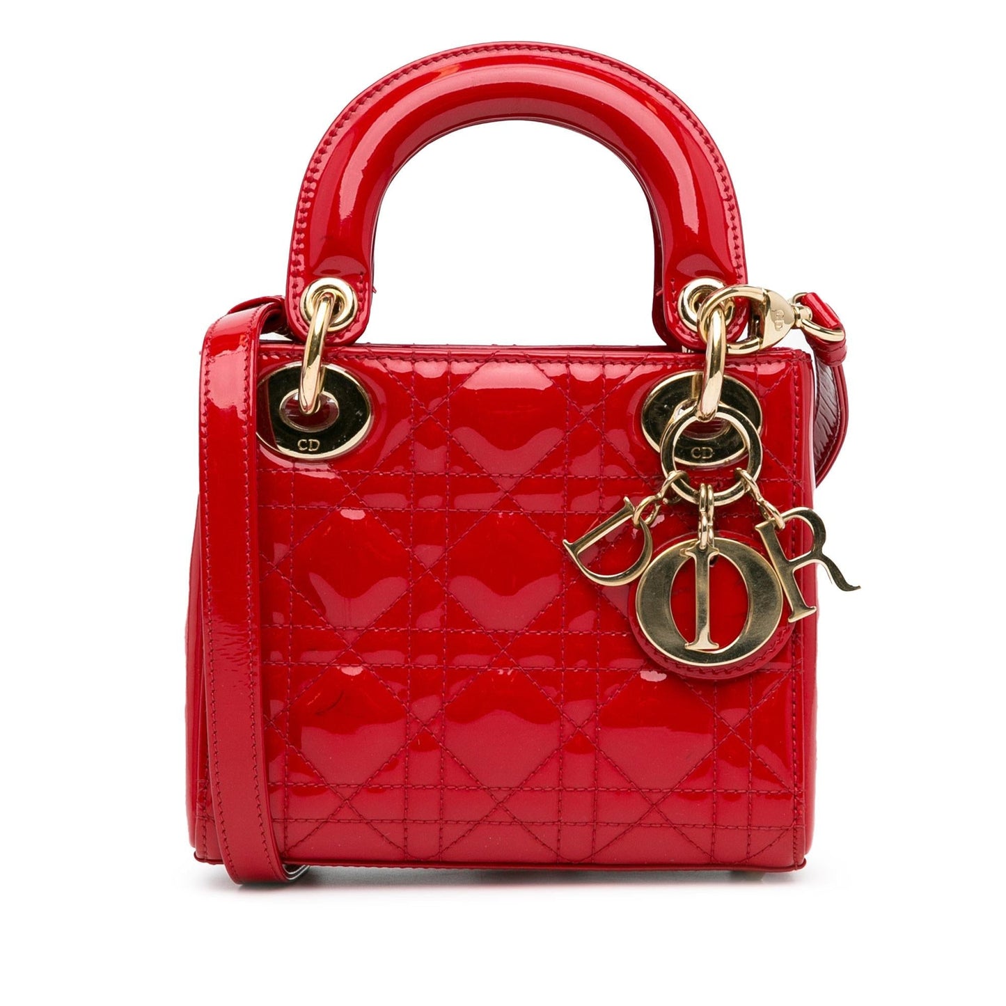 Dior Cannage Lady Shg Vukhxa Satchel Bag Patent Mini