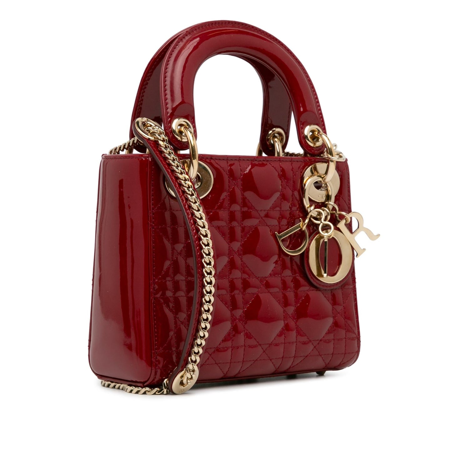 Dior Cannage Lady Shg Ytu7Jk Satchel Bag Patent Mini
