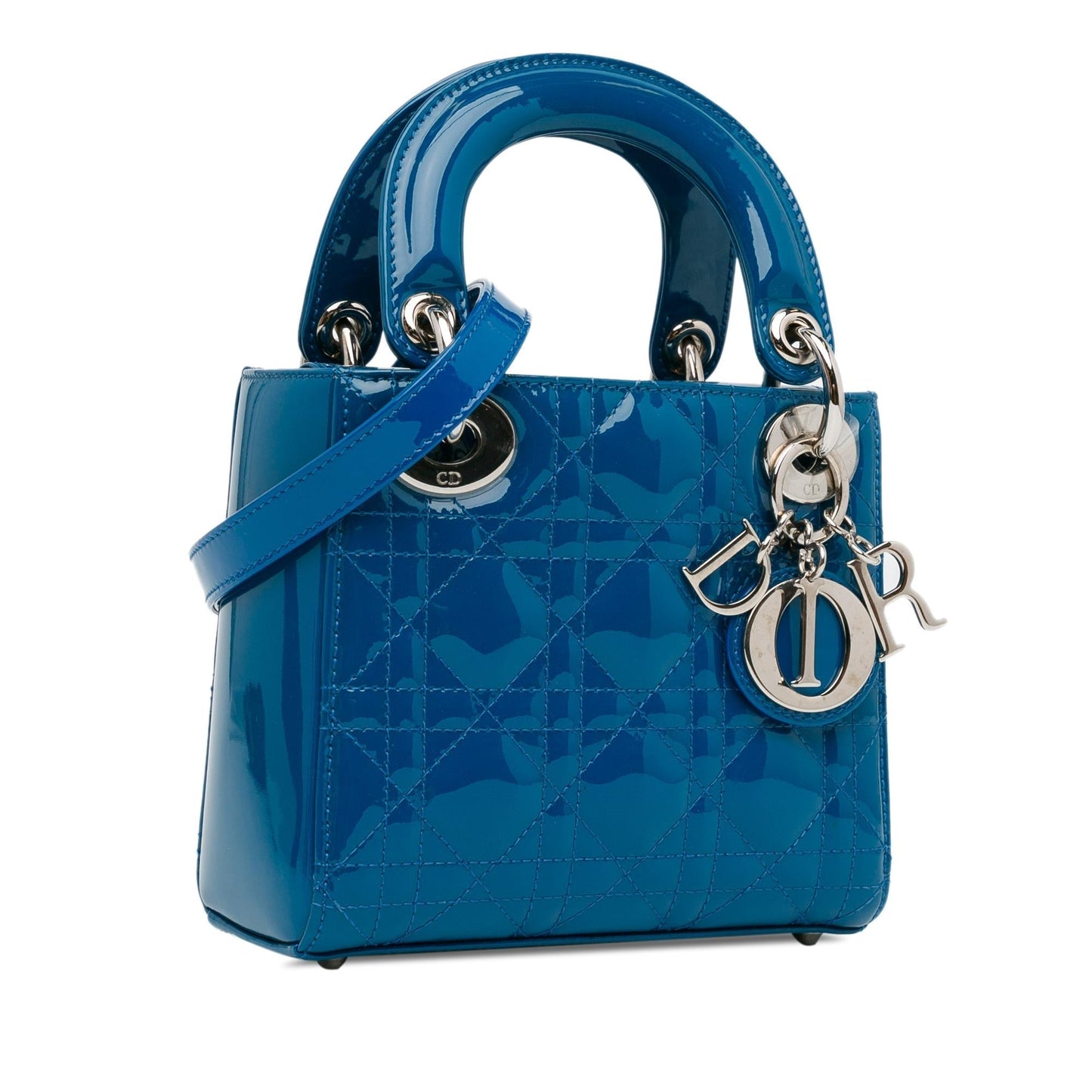 Dior Cannage Lady Shg Zygjeg Satchel Bag Patent Mini