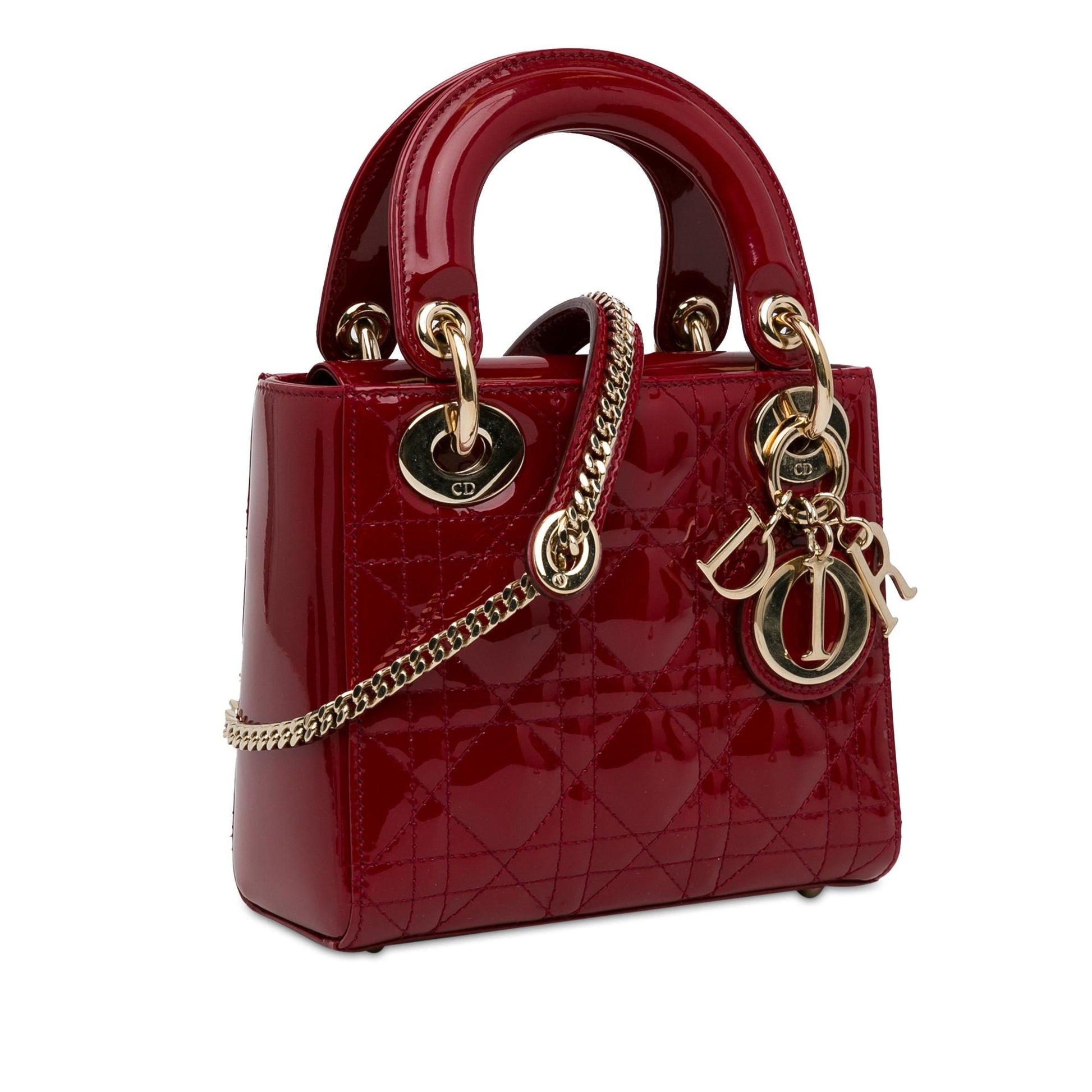 Dior Cannage Lady Shg Tnzilp Satchel Bag Patent Mini