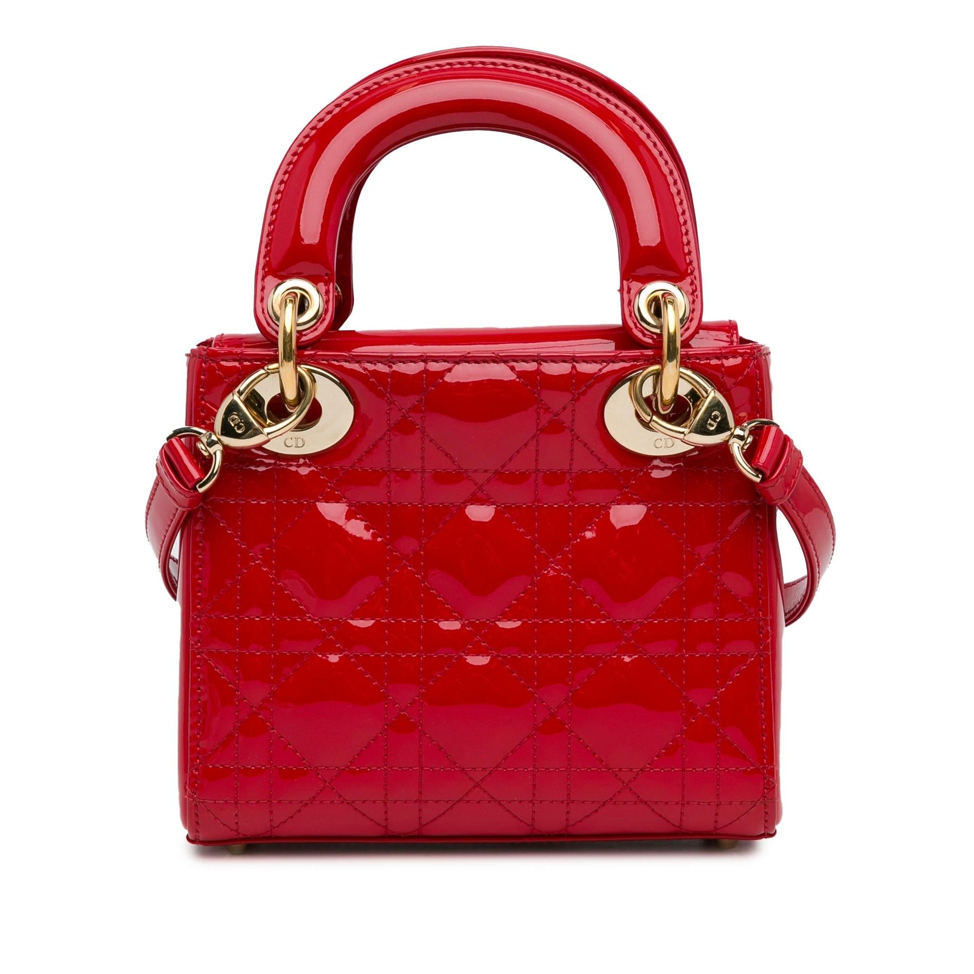 Dior Cannage Lady Shg Rcliul Satchel Bag Patent Mini