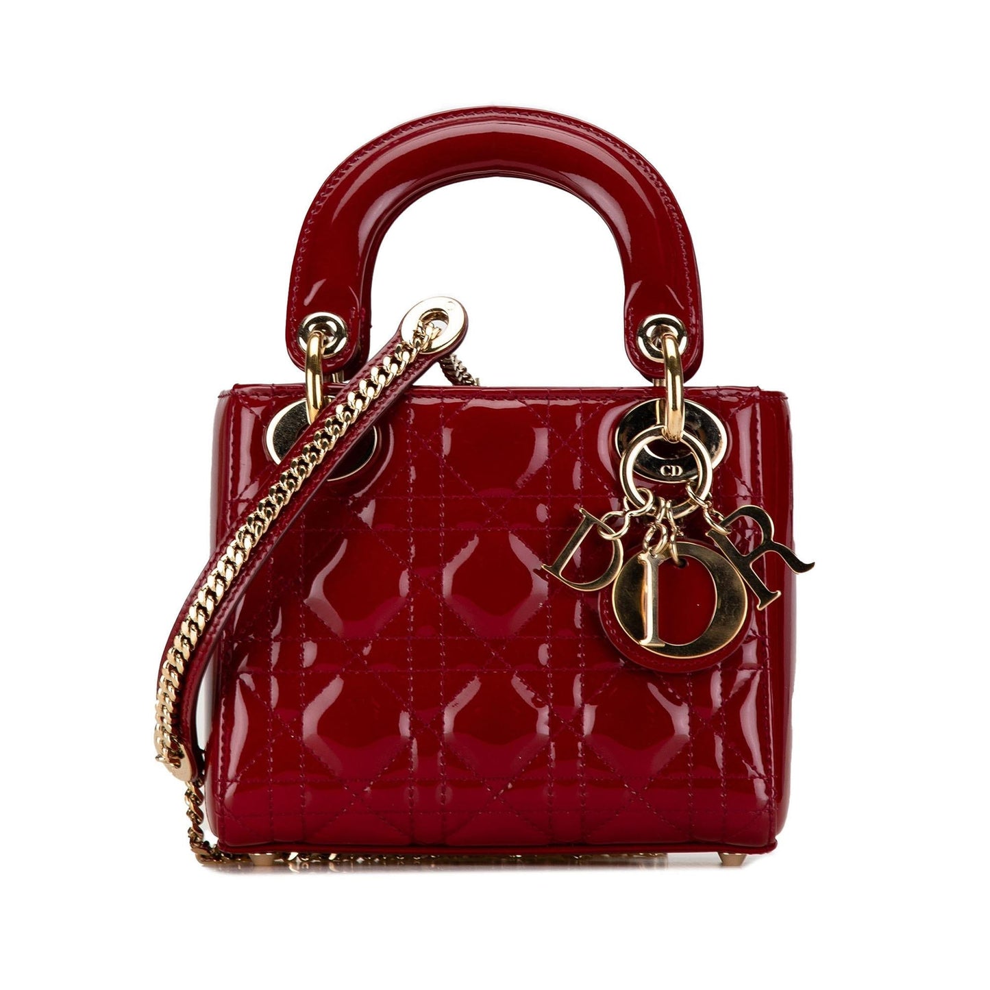 Dior Cannage Lady Shg Zlhybx Satchel Bag Patent Mini