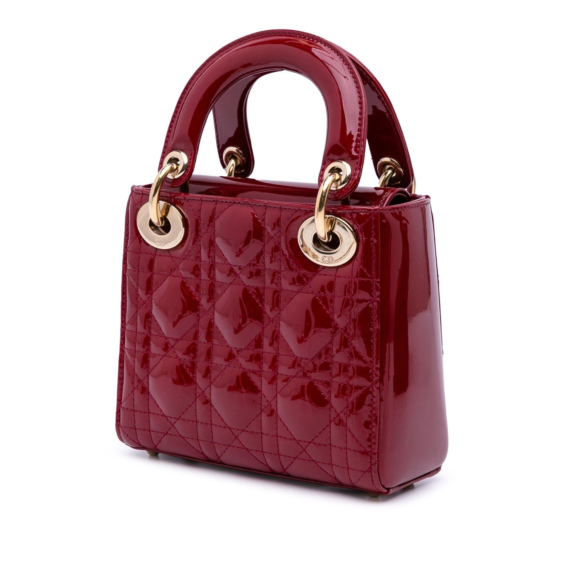 Dior Cannage Lady Satchel Bag Patent Mini Lady Dior 7
