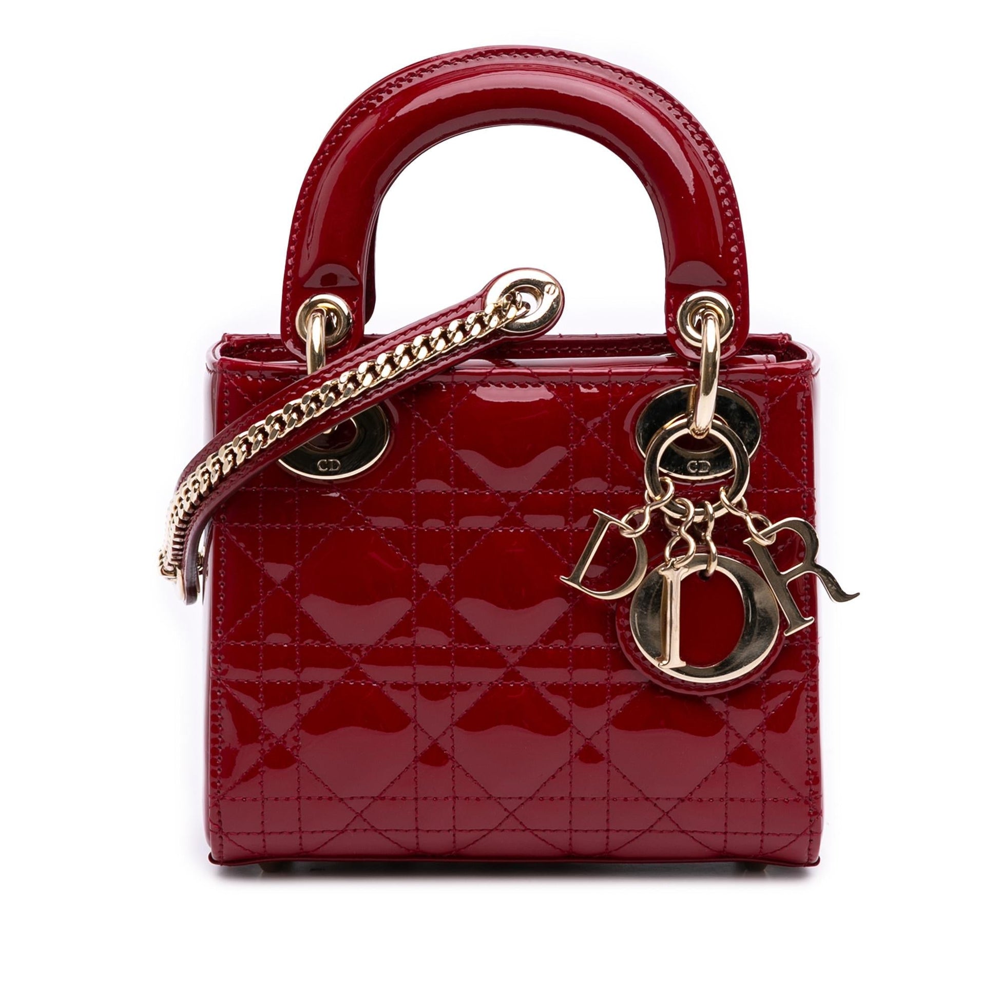 Dior Cannage Lady Satchel Bag Patent Mini Lady Dior 8