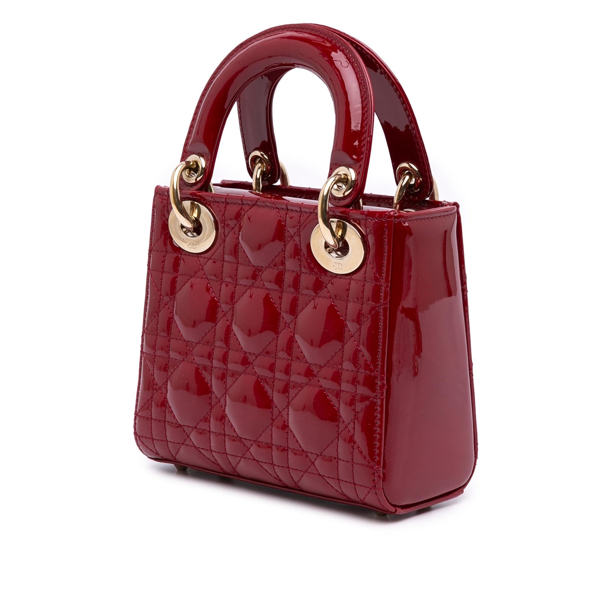 Dior Cannage Lady Satchel Bag Patent Mini Lady Dior 8
